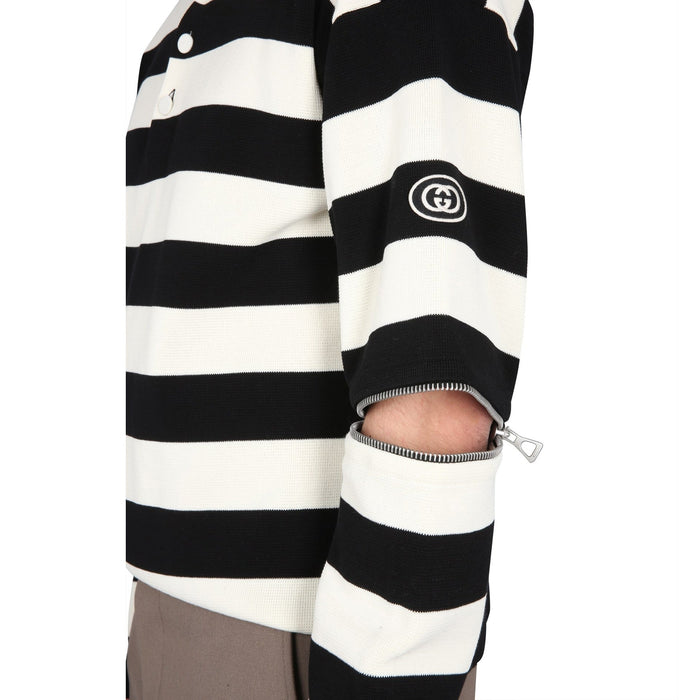 Striped Cotton Polo White