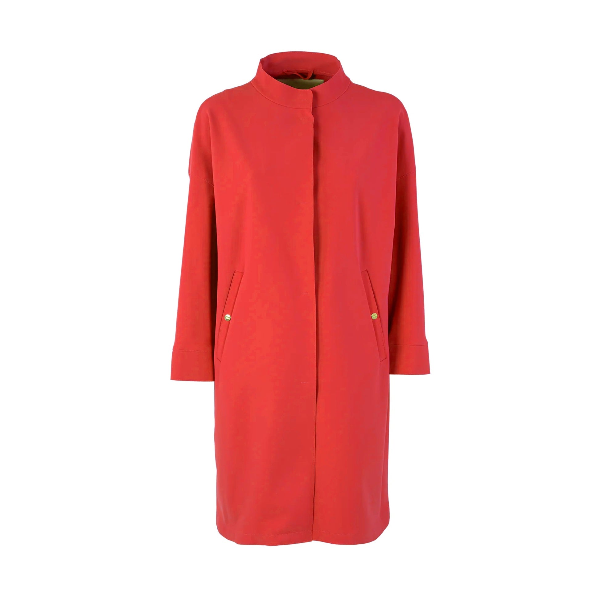 Herno Concealed-Fastening Coat Red Elastane Polyamide