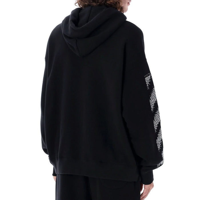 Off-White Pixel Diag Skate Hooded Sweatshirt Black Cotton