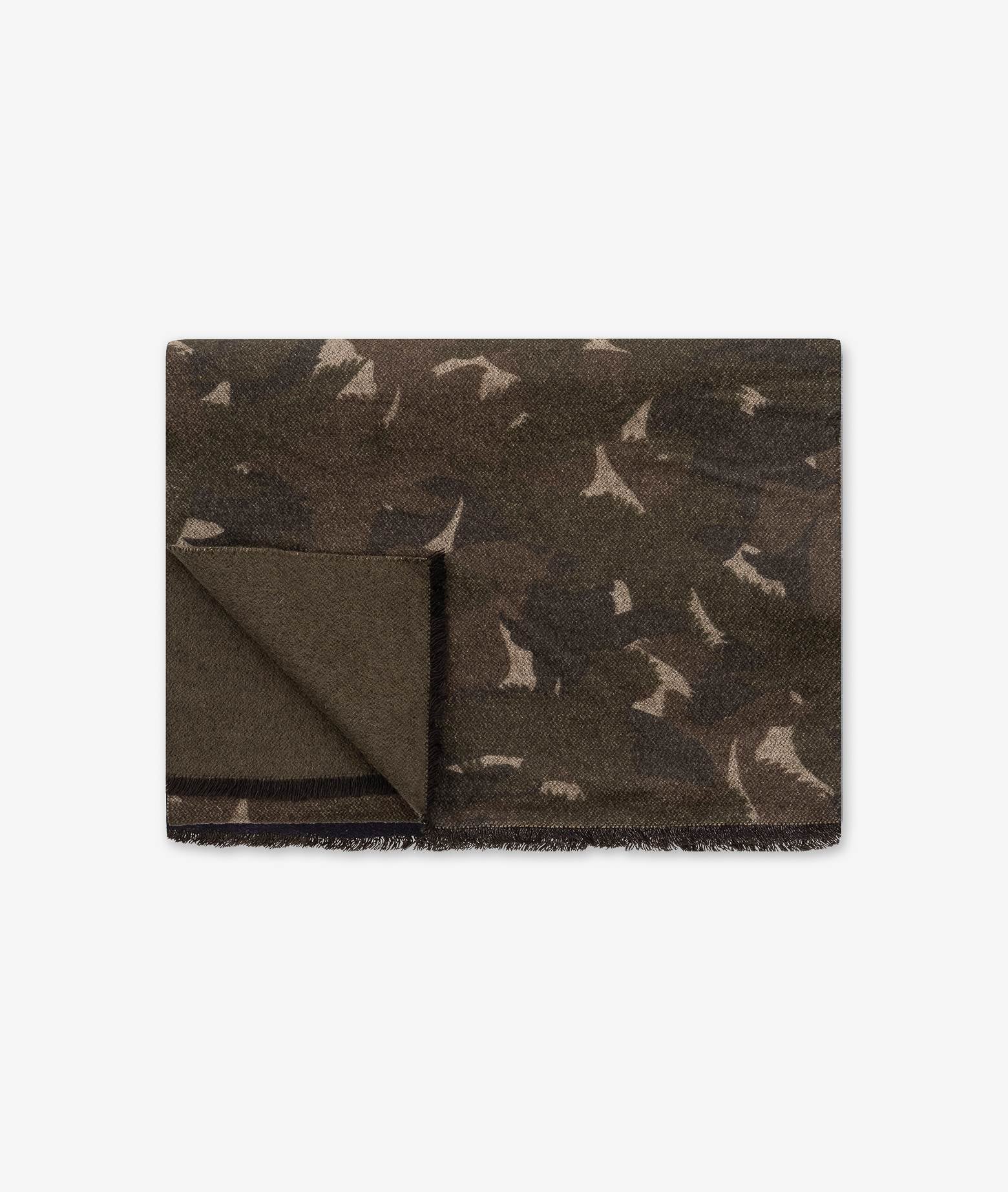 Camouflage Cashmere And Silk Scarf Olive