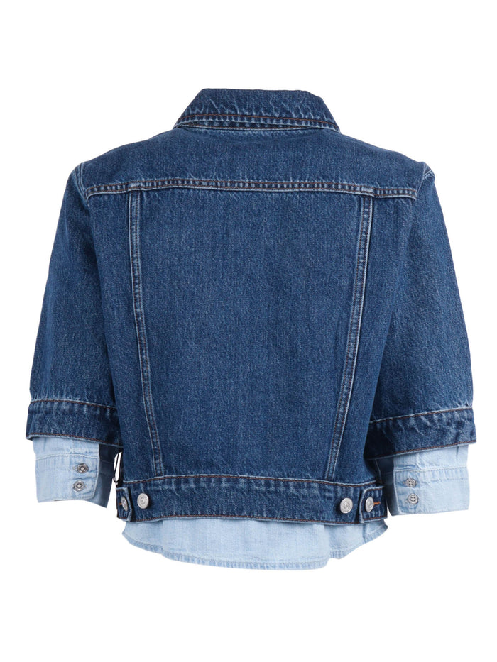Double Layer Trucker Blue Cotton Giubbino Denim