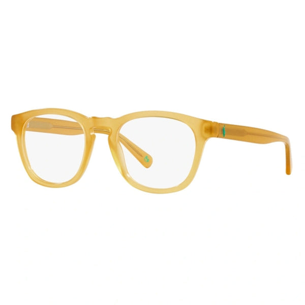 Polo Ralph Lauren Eyeglasses Round Full Rim, Opal Honey Frame And Clear Demo Lenses Lens Ph22585005 Yellow Sunglasses