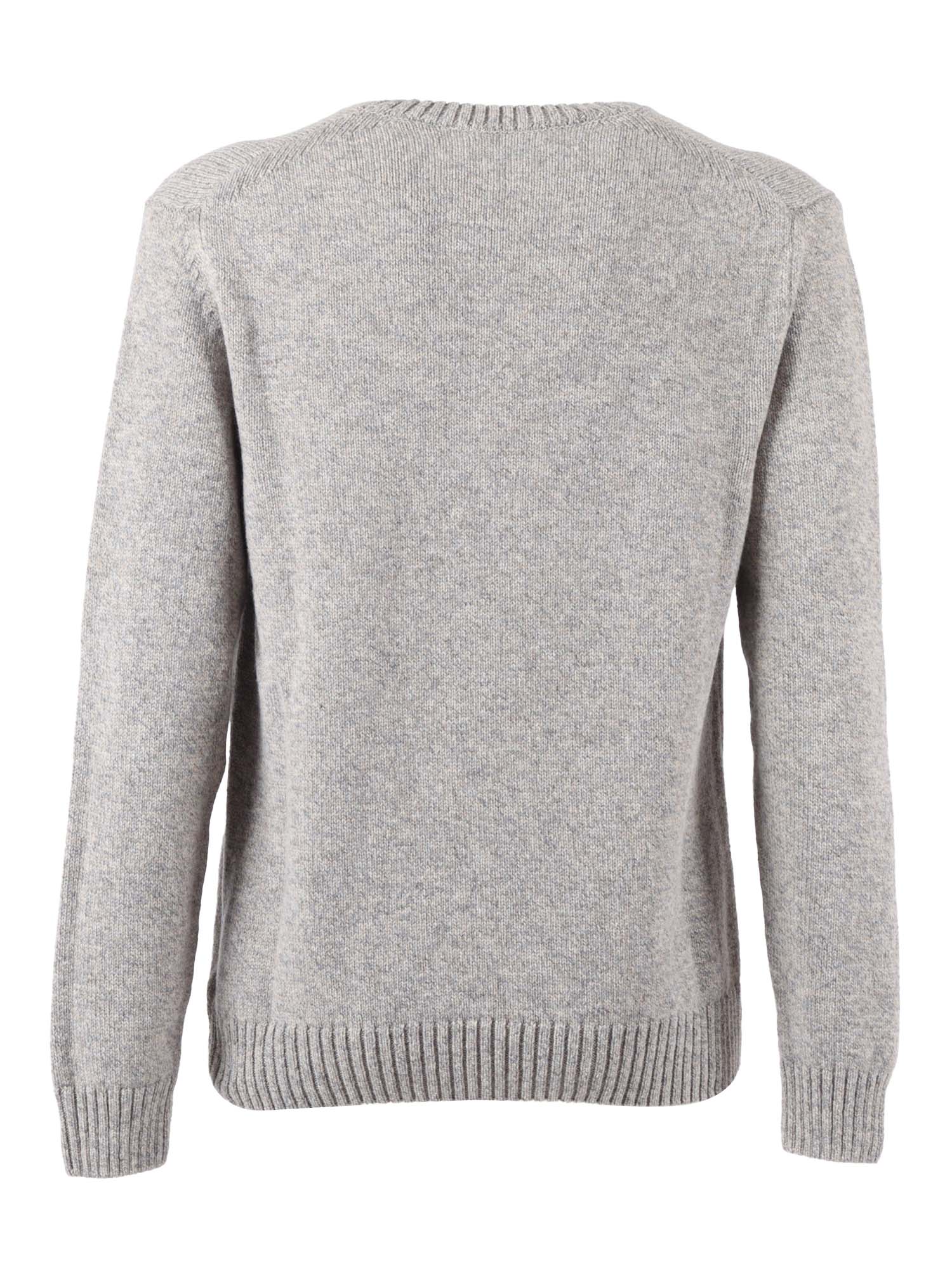 Crew Neck Sweater Grey Virgin Wool Crewneck