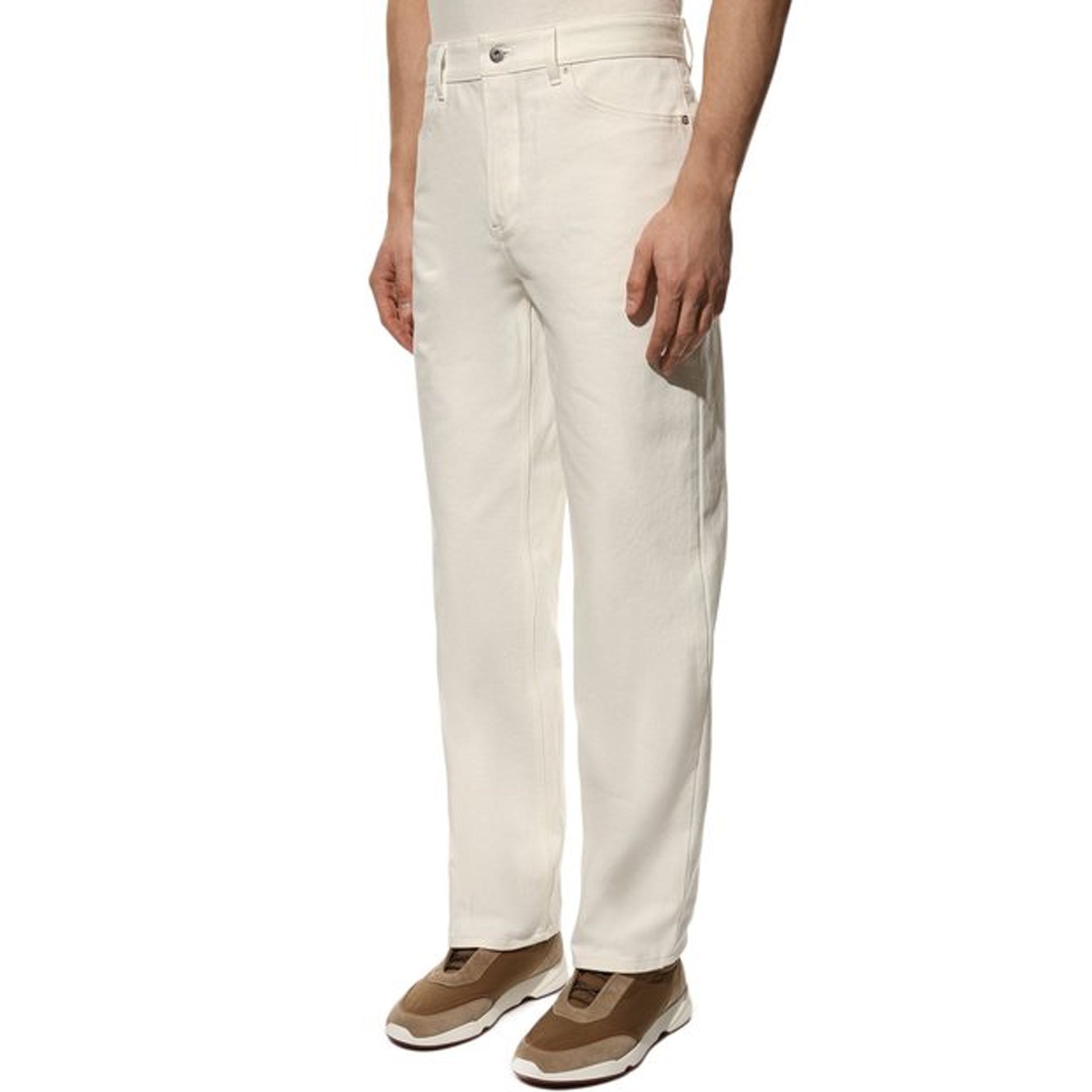 Jil Sander Regular-Fit Denim Trousers White Cotton