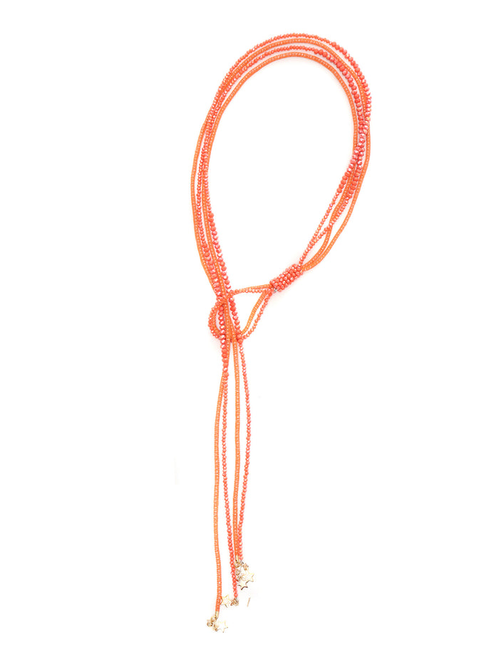 Orange beaded necklace Glass Second Material Metal