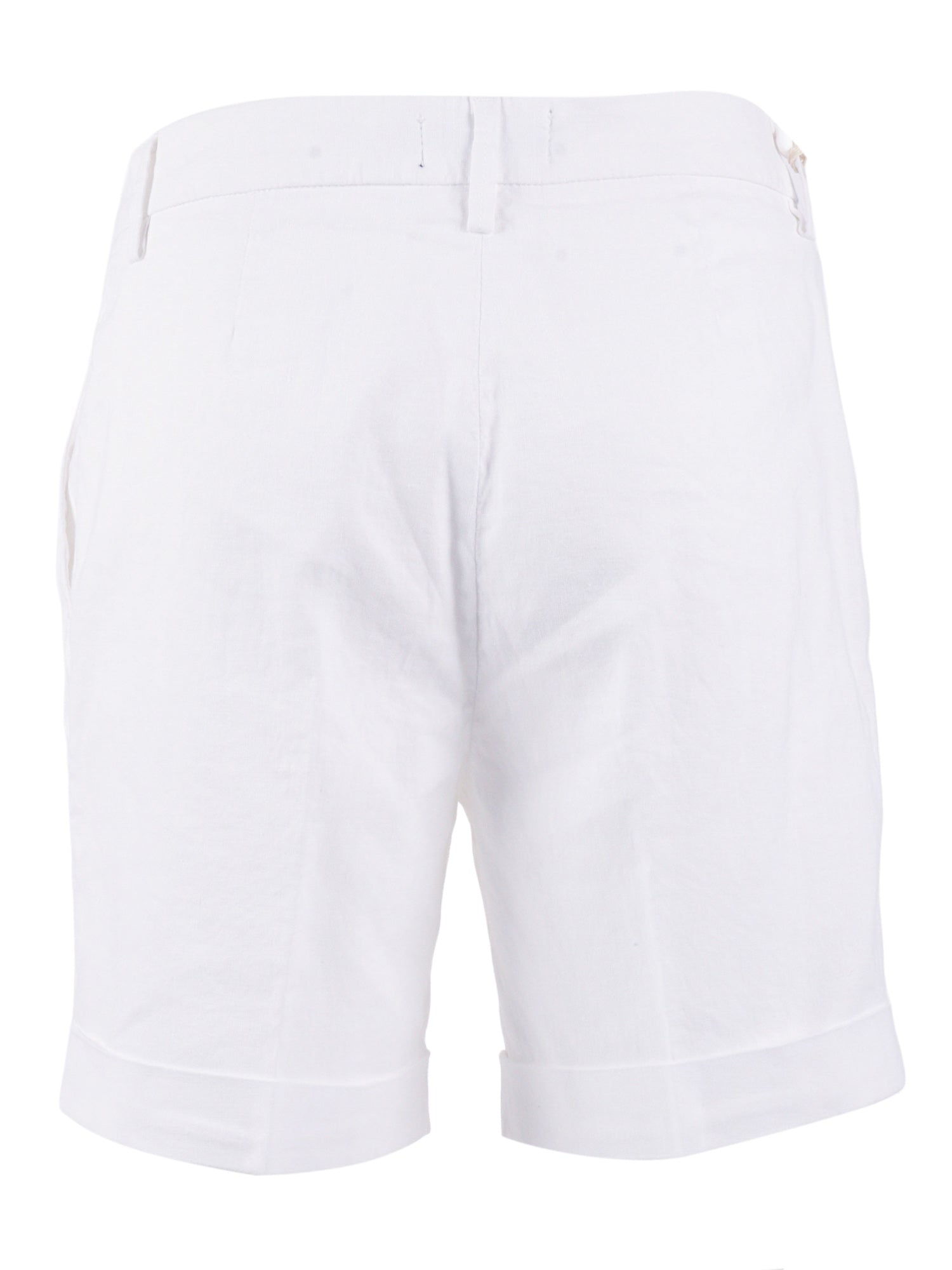 CHINO SHORTS White Linen Cotton Elastane Bermuda