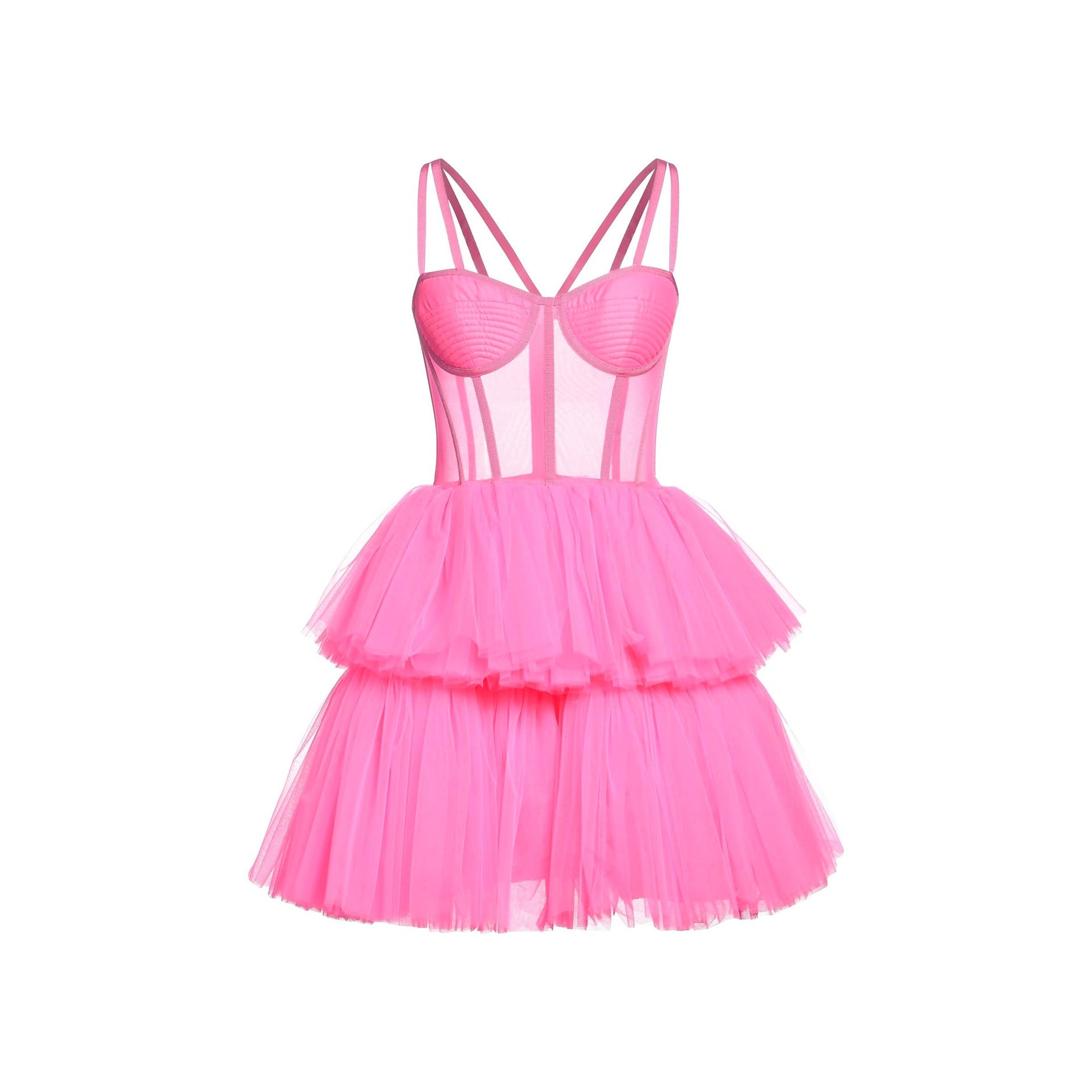 19:13 Dresscode Tulle Mini Dress Pink Cotton Elastane