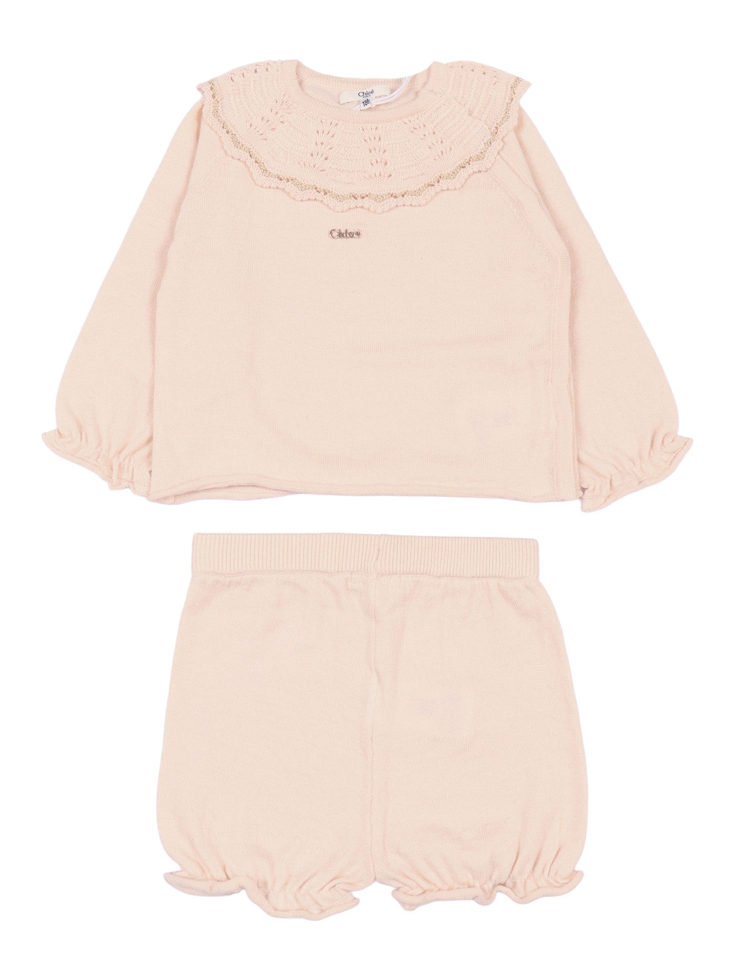 Set of cardigan and bloomers blended Pink Cotton Cashmere