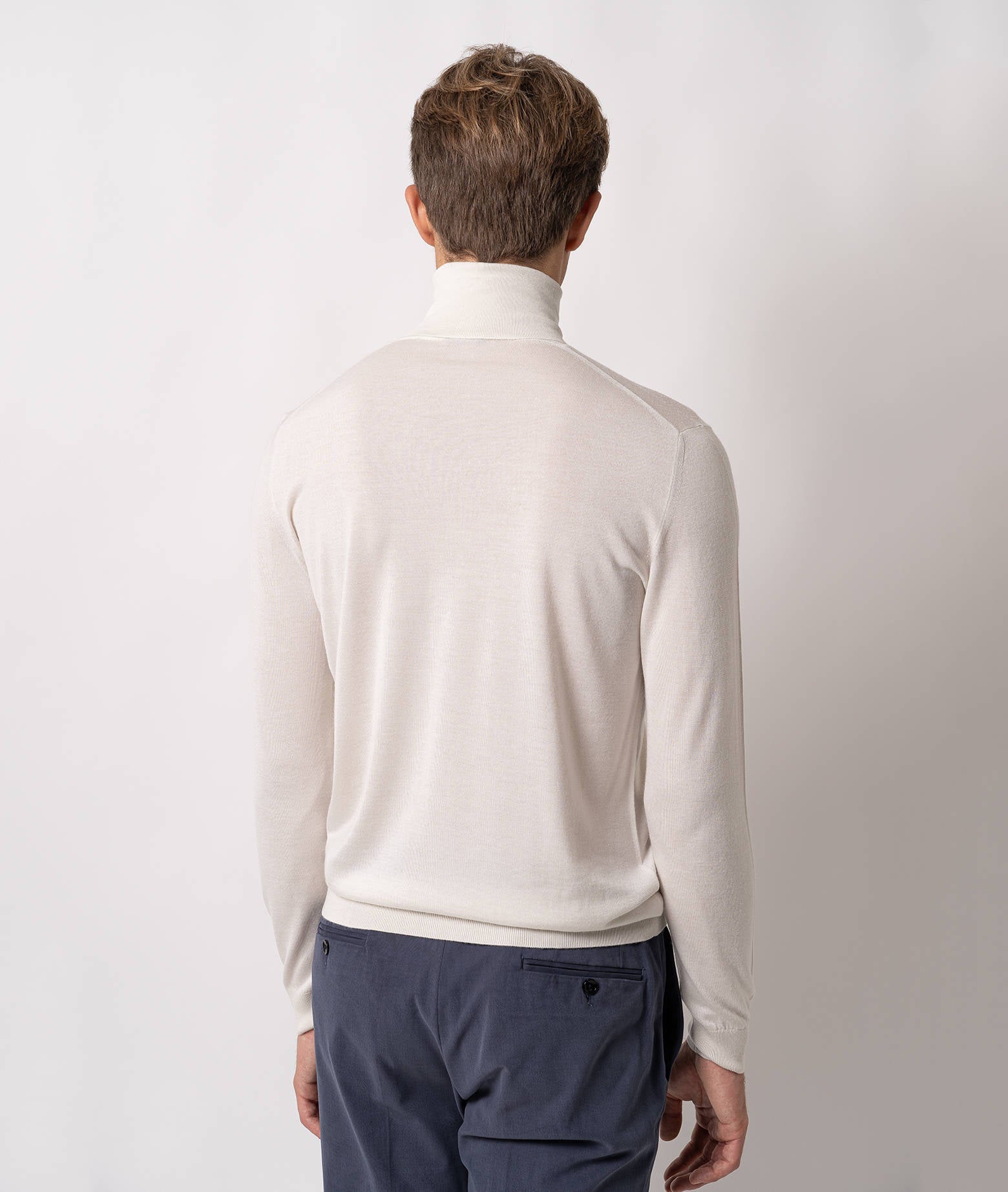 Turtleneck Cashmire And Silk Sweater Salisburgo Blue High Turtle Neck