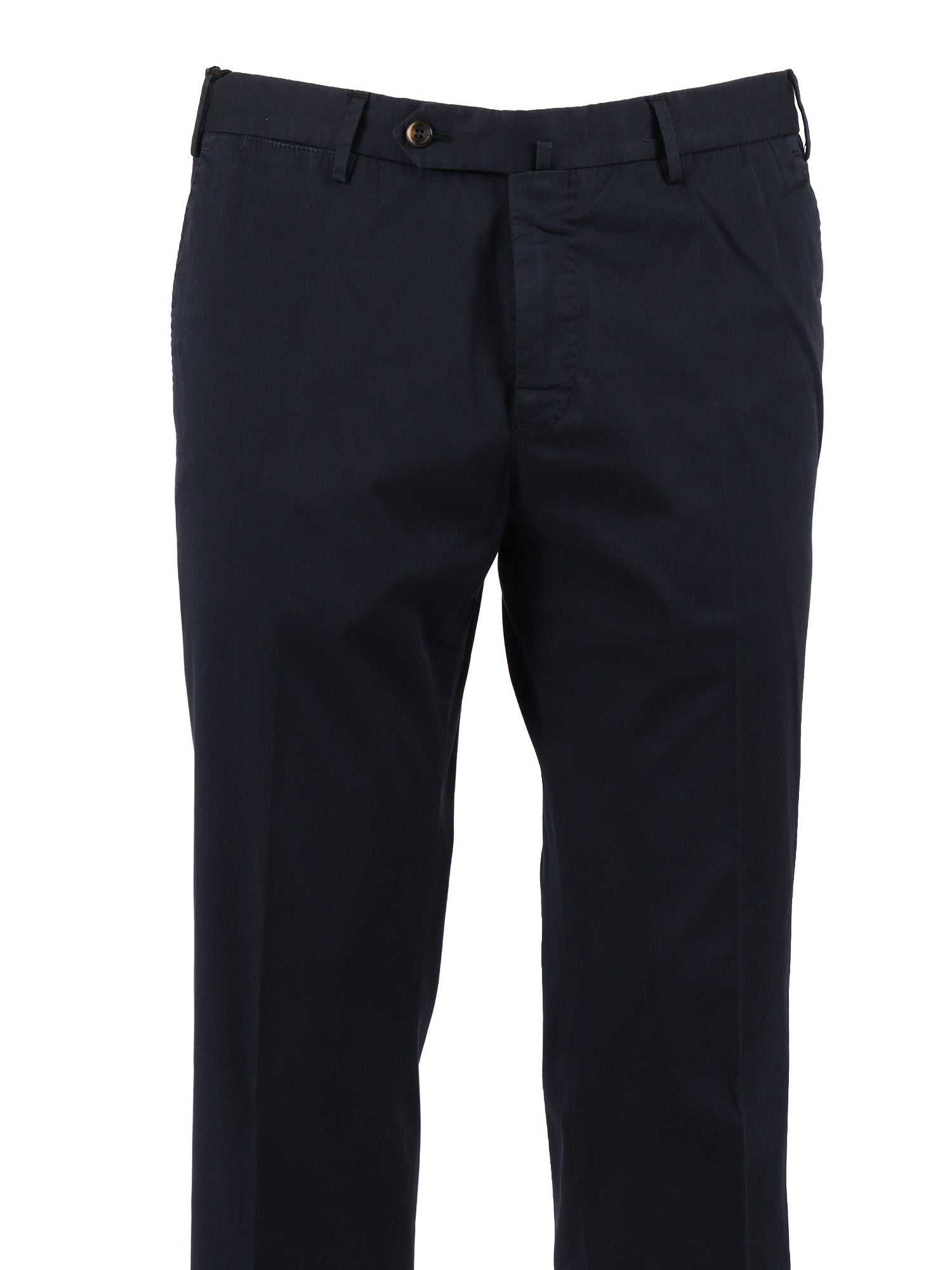 SLIM, Flat Front, Diagonal Pockets, Unfinished B. Blue Cotton Elastane Pant