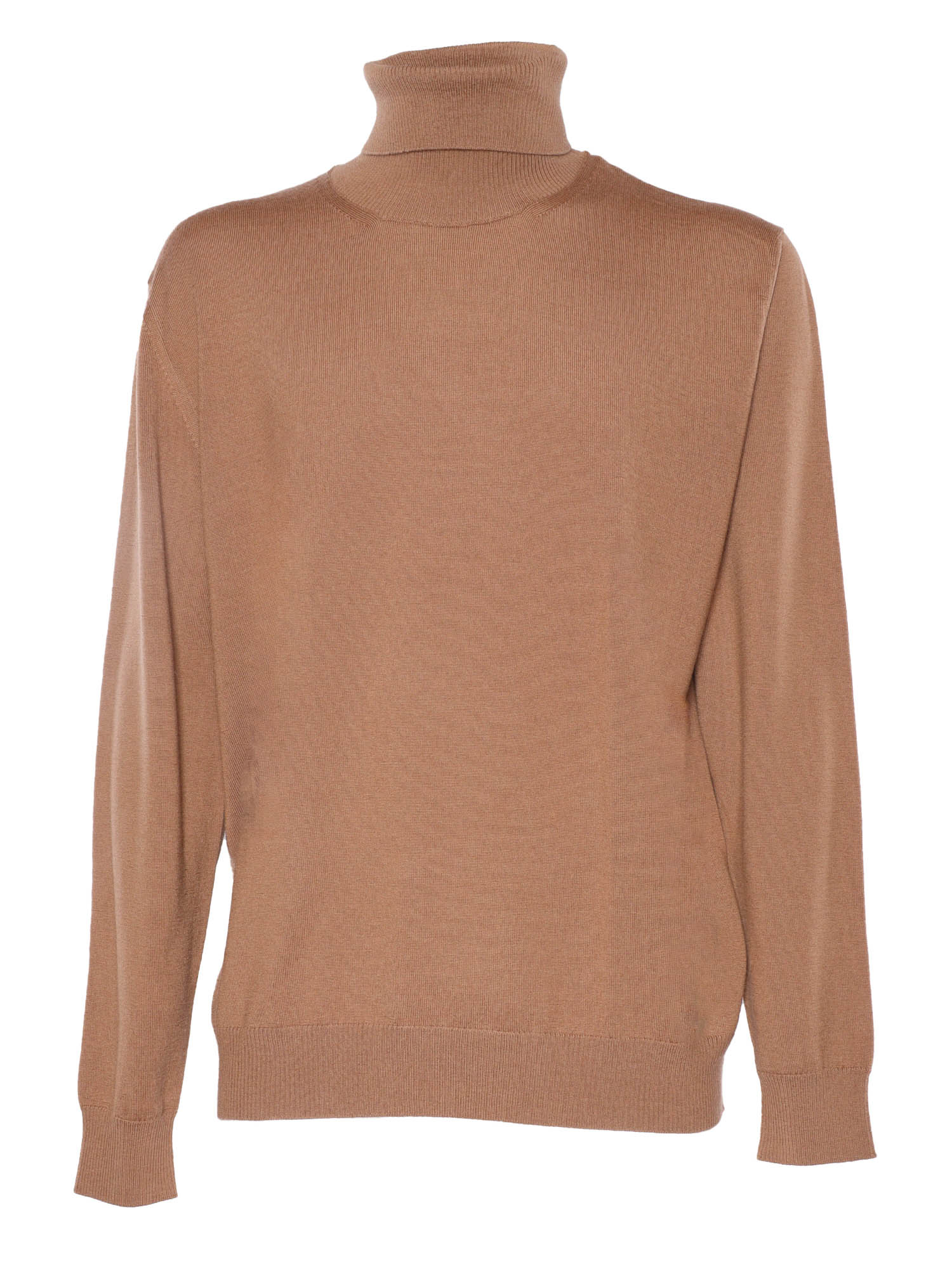 T Neck Pullover Brown Wool Turtleneck