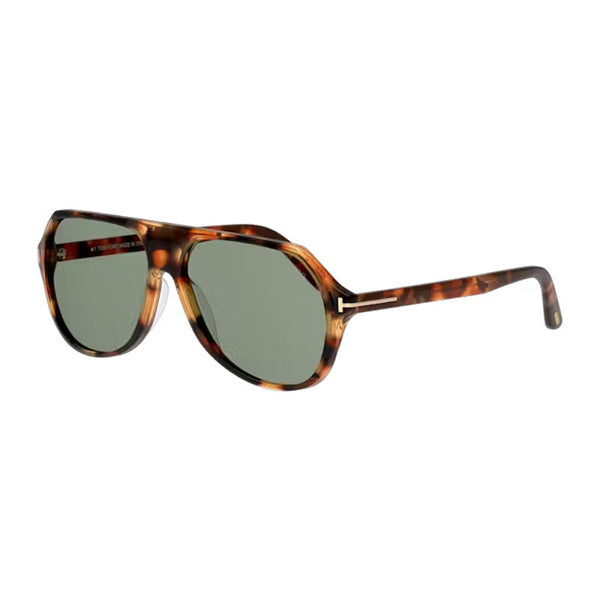 Tom Ford Sunglasses Aviator Full Rim, Blonde Havana Frame And Green Lens Ft093453n Brown