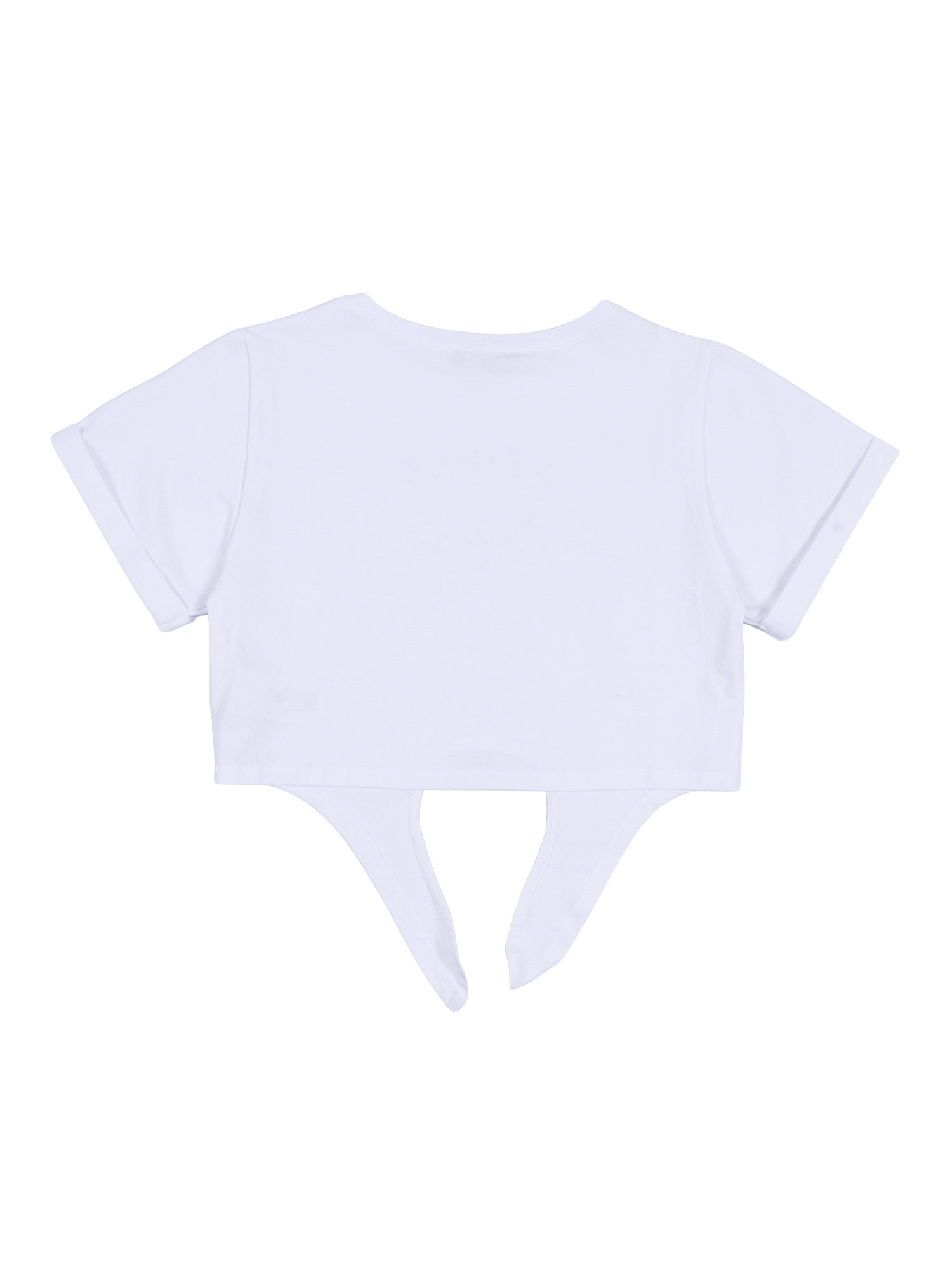 JERSEY T-SHIRT WITH KNOT White Cotton Elastane Short Sleeves