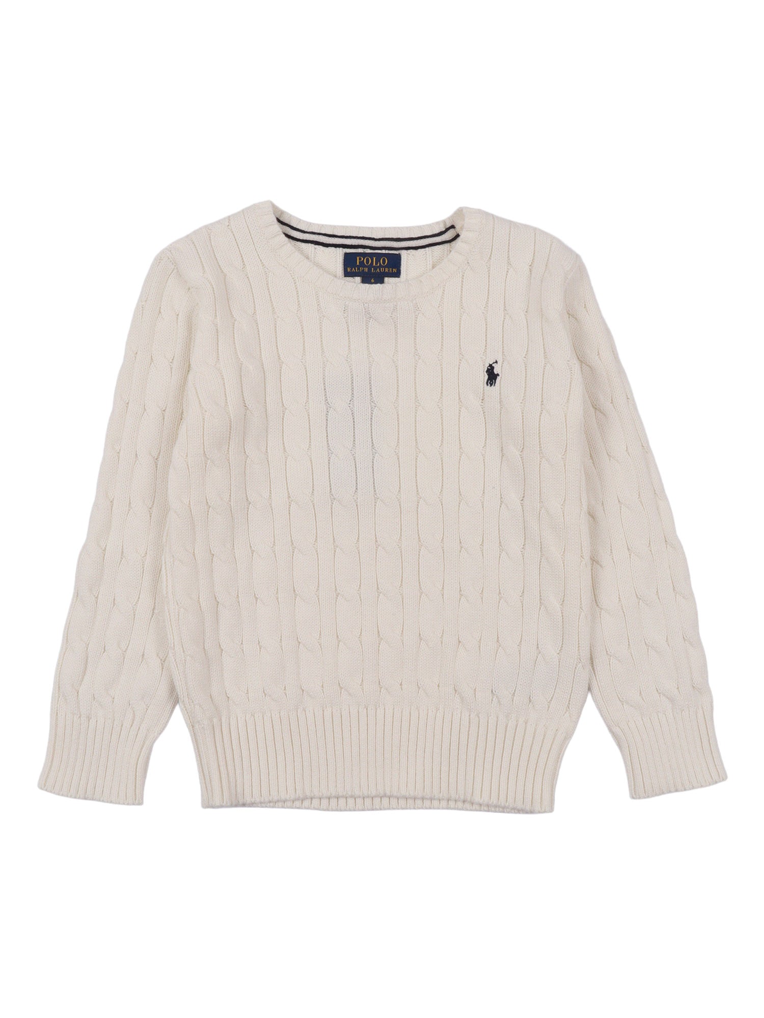 LS CABLE CN-TOPS-SWEATER White Cotton Crewneck