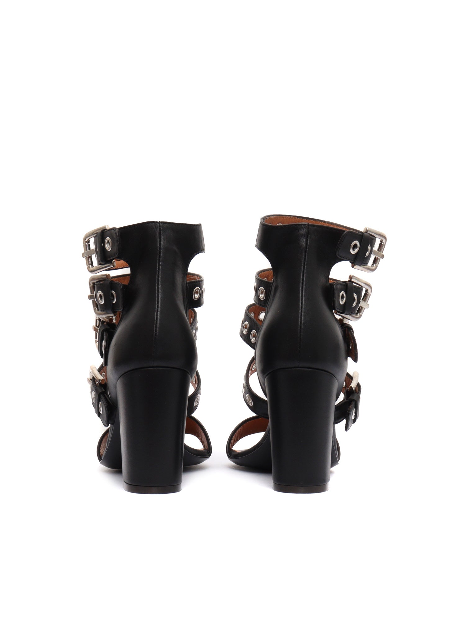 SANDALS WITH 4 STRAPS Black Leather Sole In