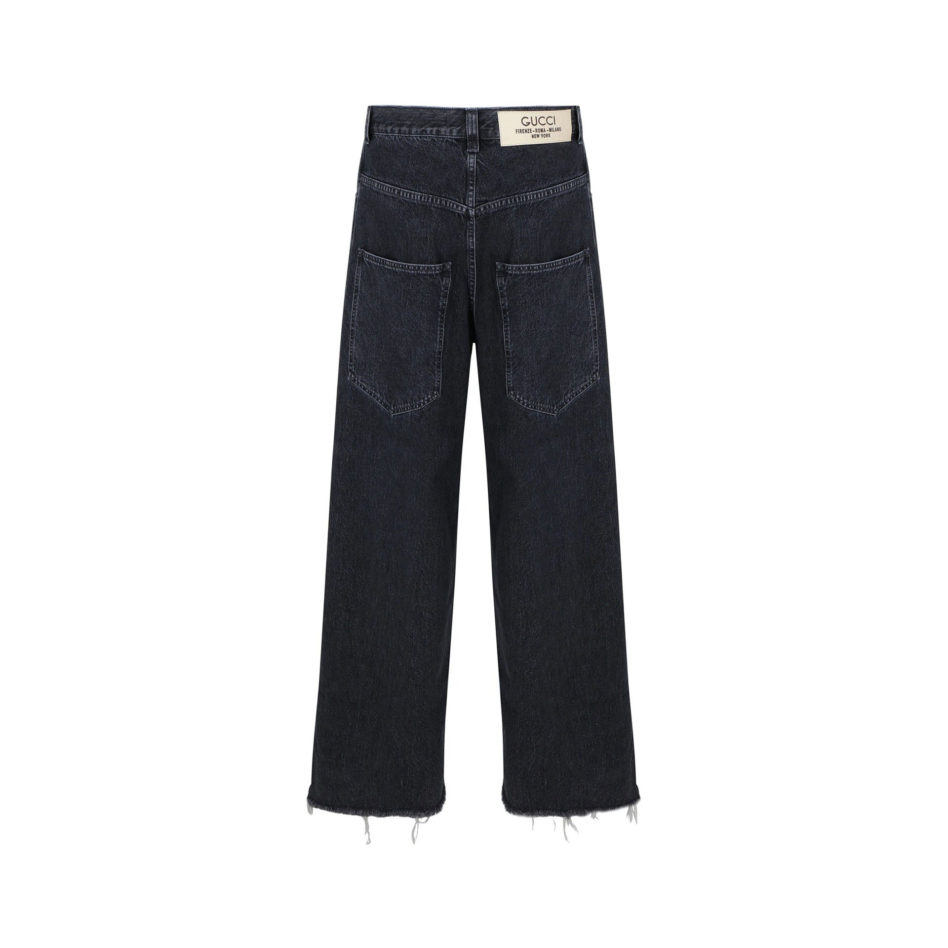 Wide-Leg Denim Jeans Black Cotton