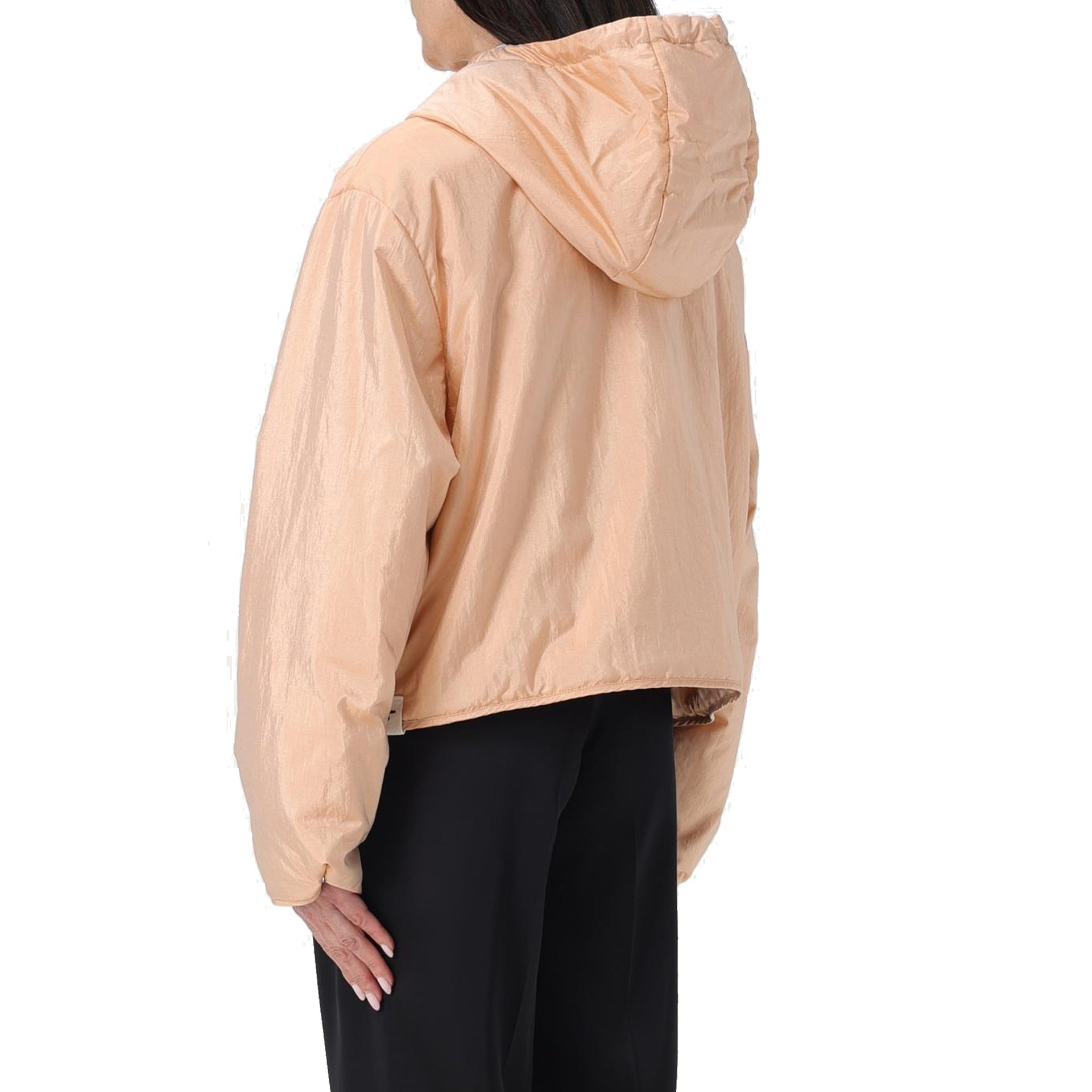 Jil Sander Blend Silk Zip-Up Hooded Jacket Pink Polyamide