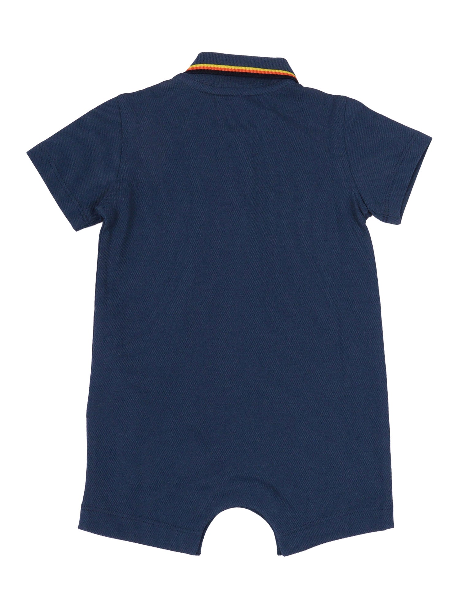 E. Dottie Pique Romper Blue Cotton Silk