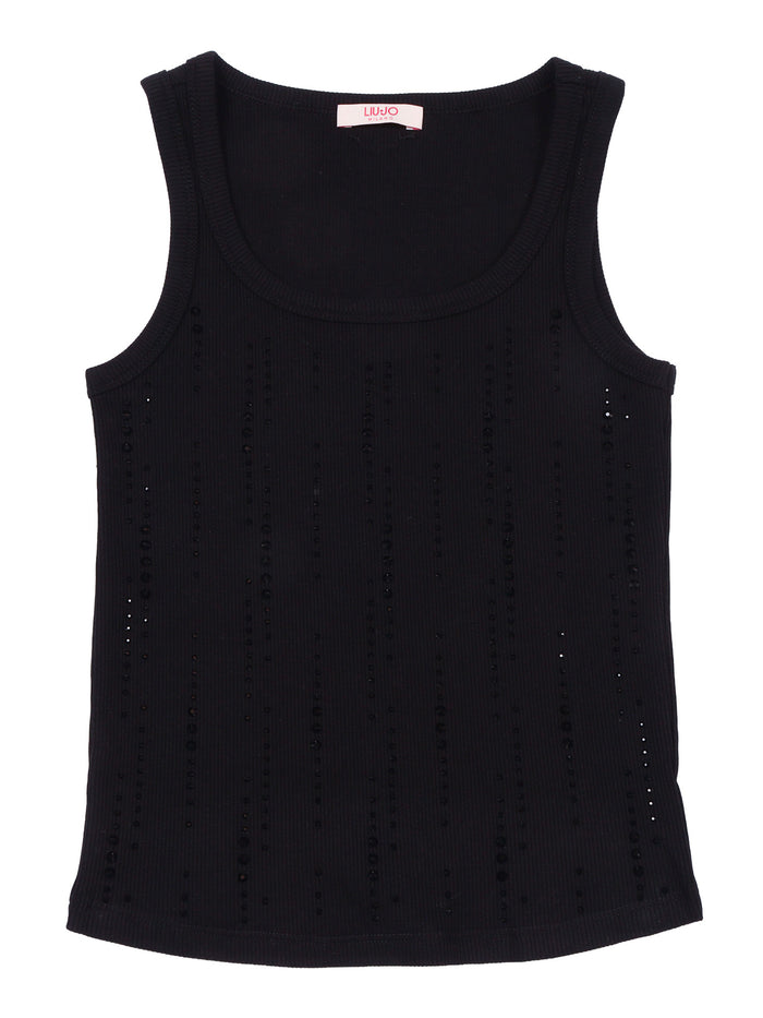 TOP-TANK TOP Black Cotton Elastane