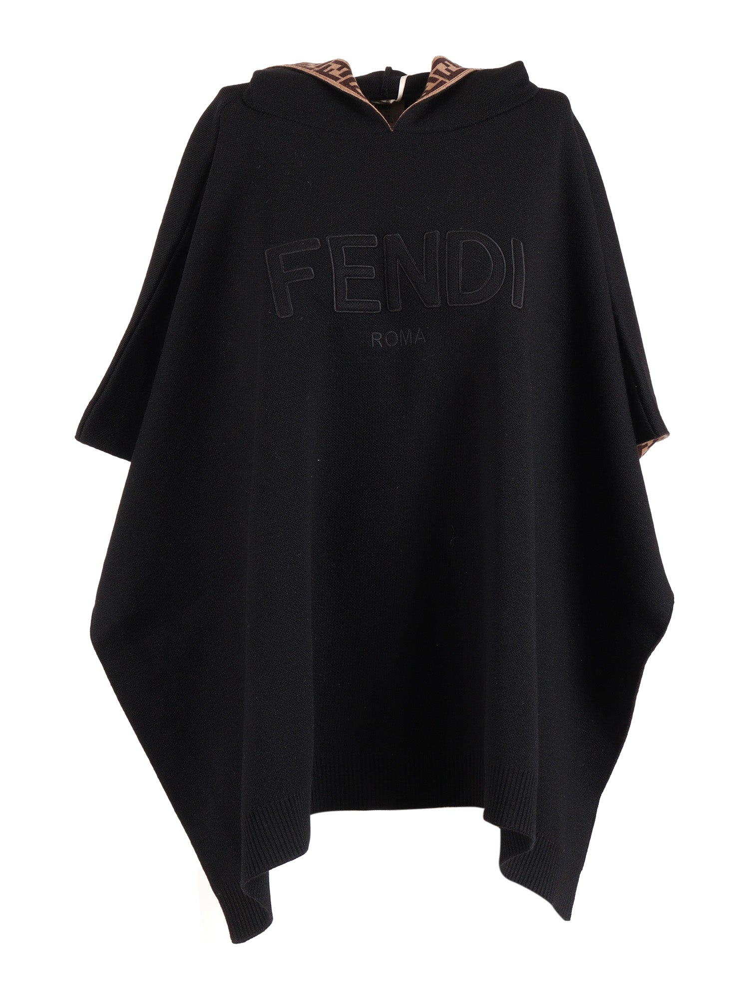 FENDI ROMA CAPE Black Virgin Wool