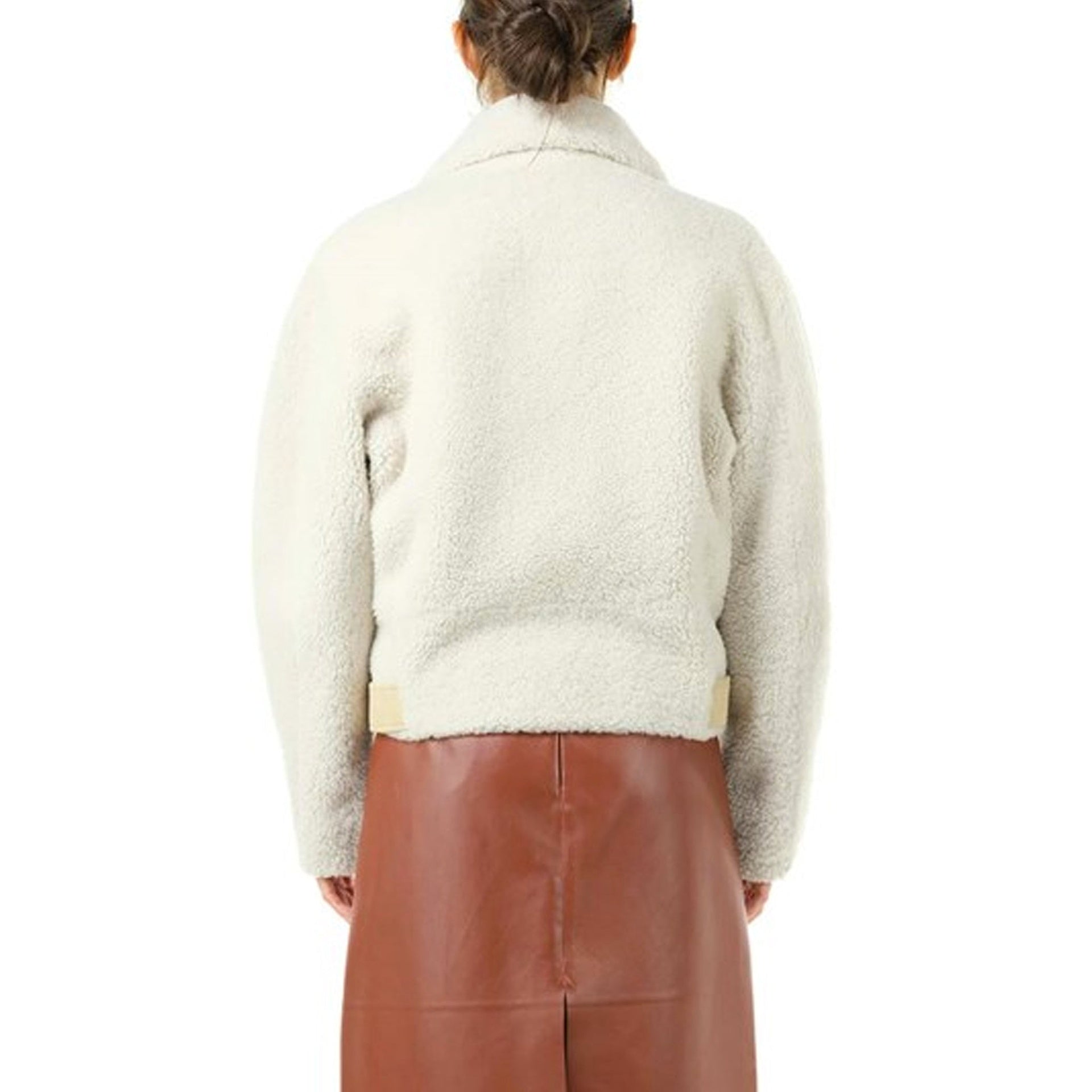 Faux Fur Jacket Beige Polyester