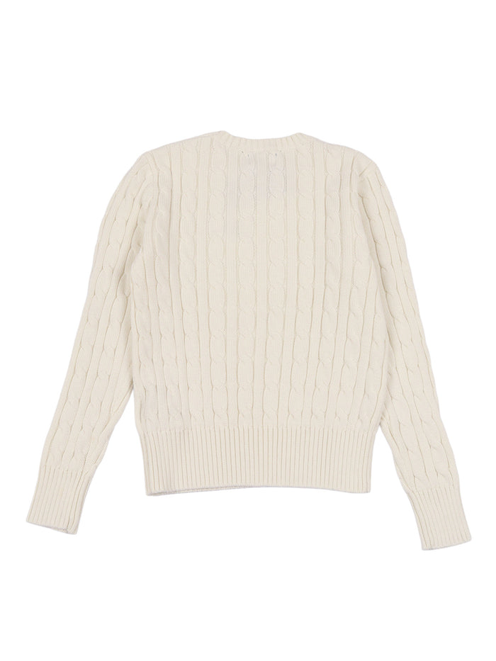 CABLE CN-SWEATER-PULLOVER White Cotton Crewneck