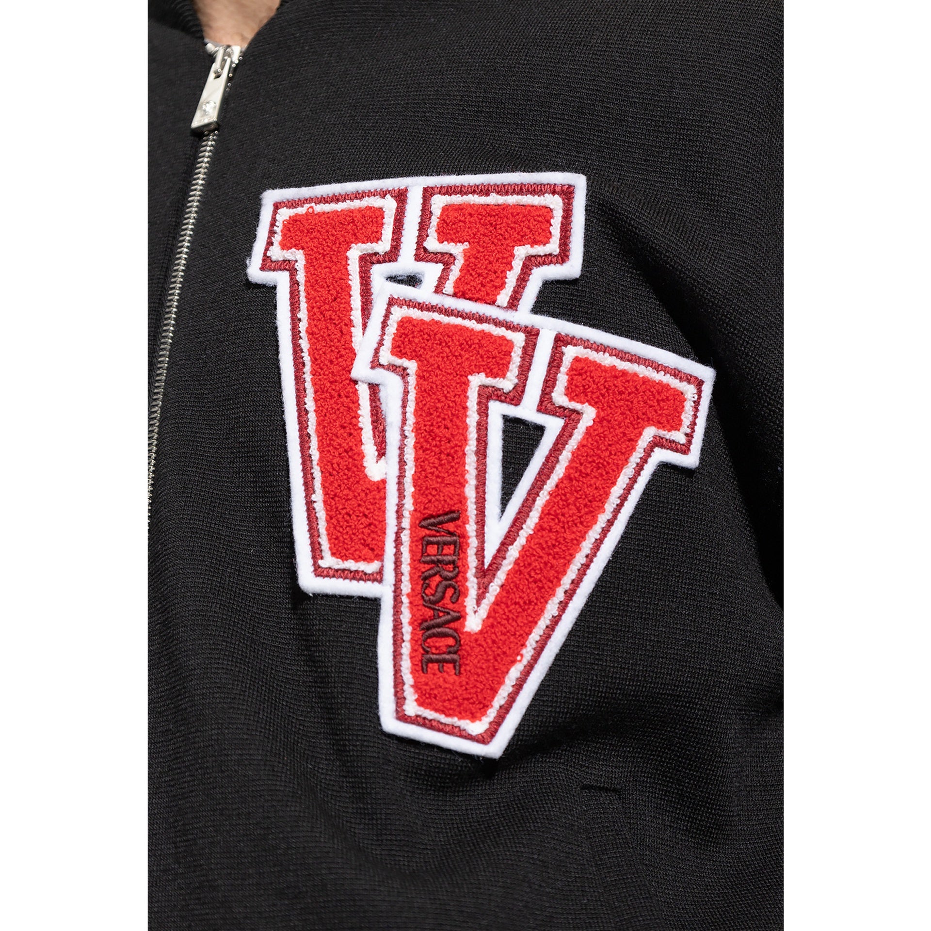 Patch Bomber Jacket Black Virgin Wool
