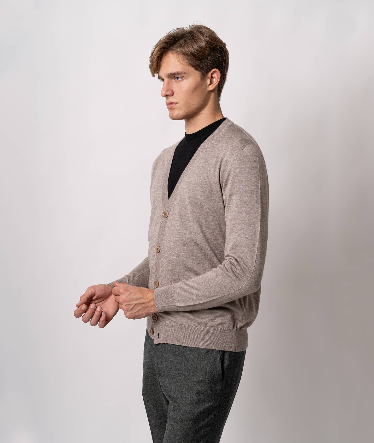 Cashmere And Silk Cardigan Ulaan Navy V Neck