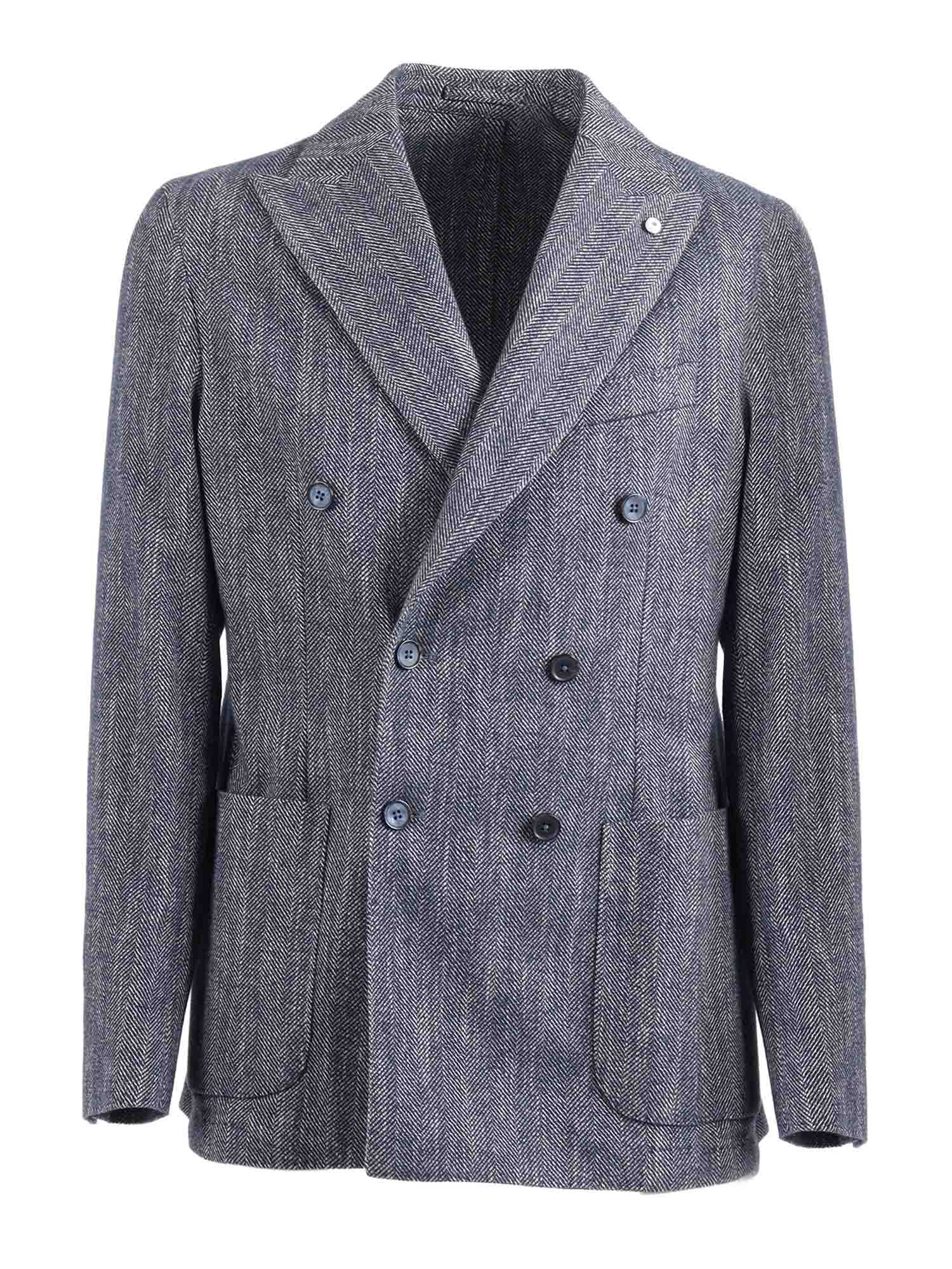 Jacket Blue Cotton Single Breasted
