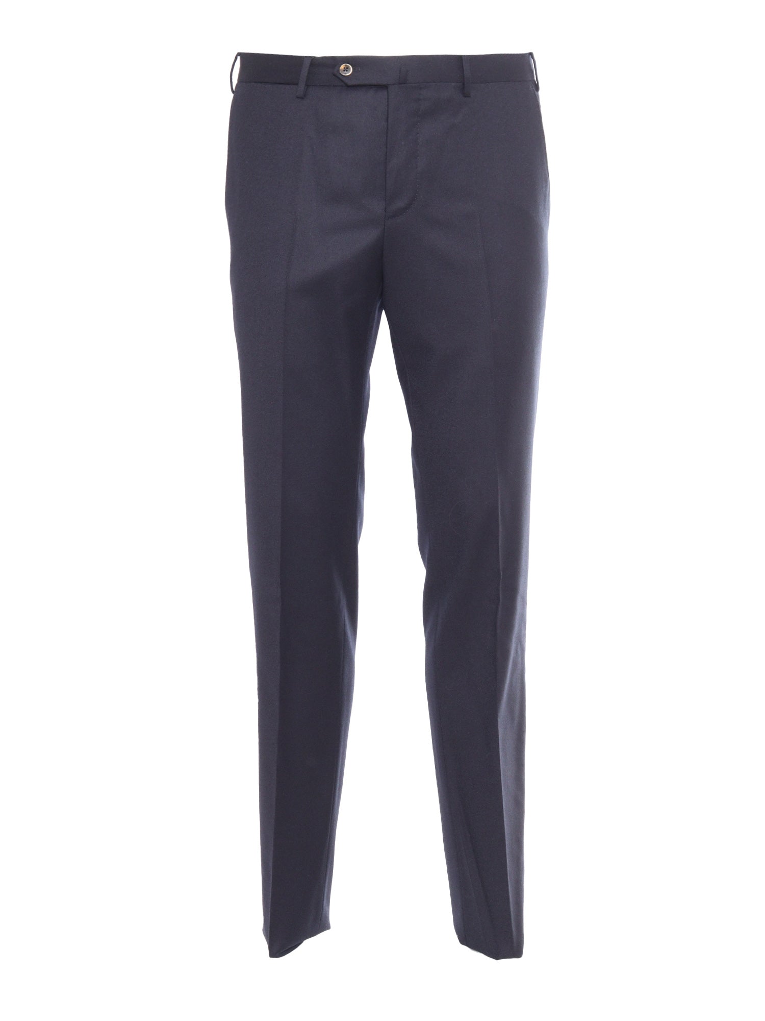 SLIM, Flat Front, Diagonal Pockets Blue Virgin Wool Elastane Pant