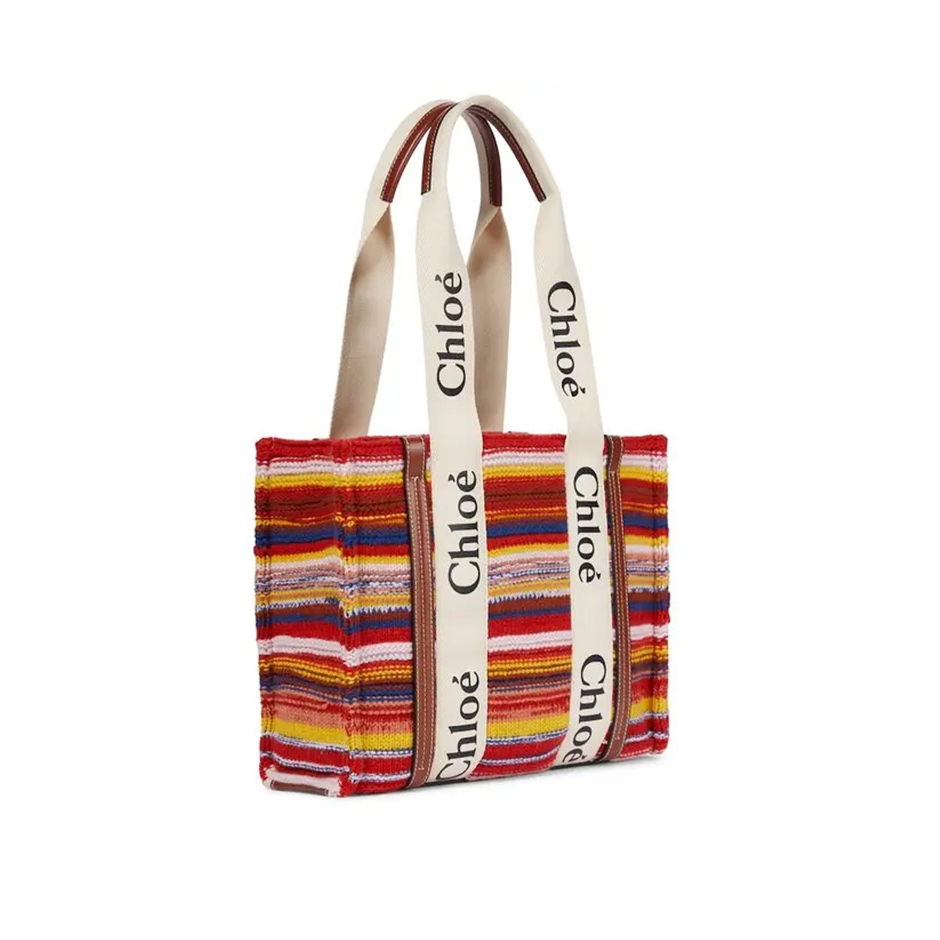 Chloé Woody Medium Tote Bag Red Wool