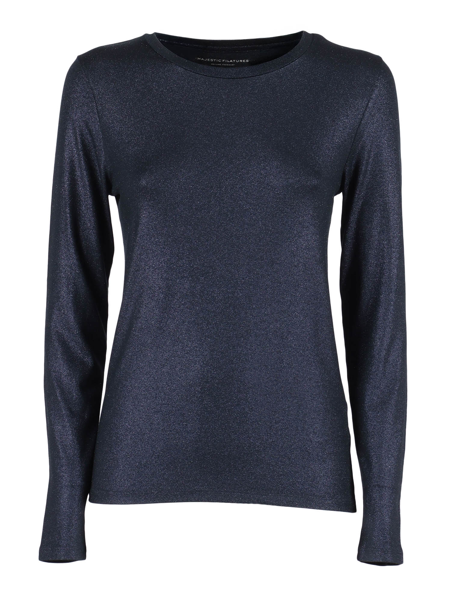 Long sleeve round neck T-shirt Blue Viscose Elastane Sleeves