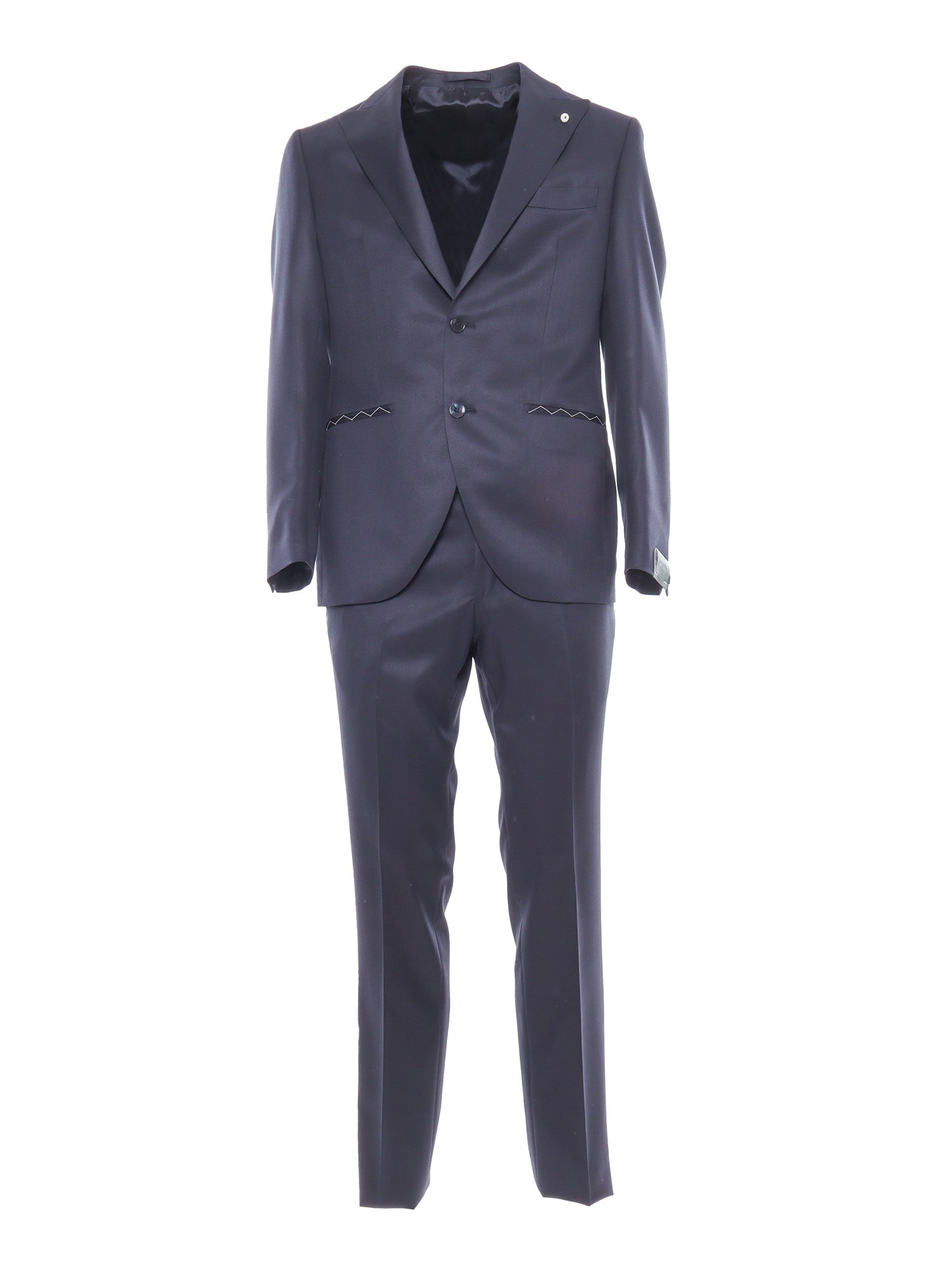 Single-breasted suit Blue Virgin Wool Silk Jacket