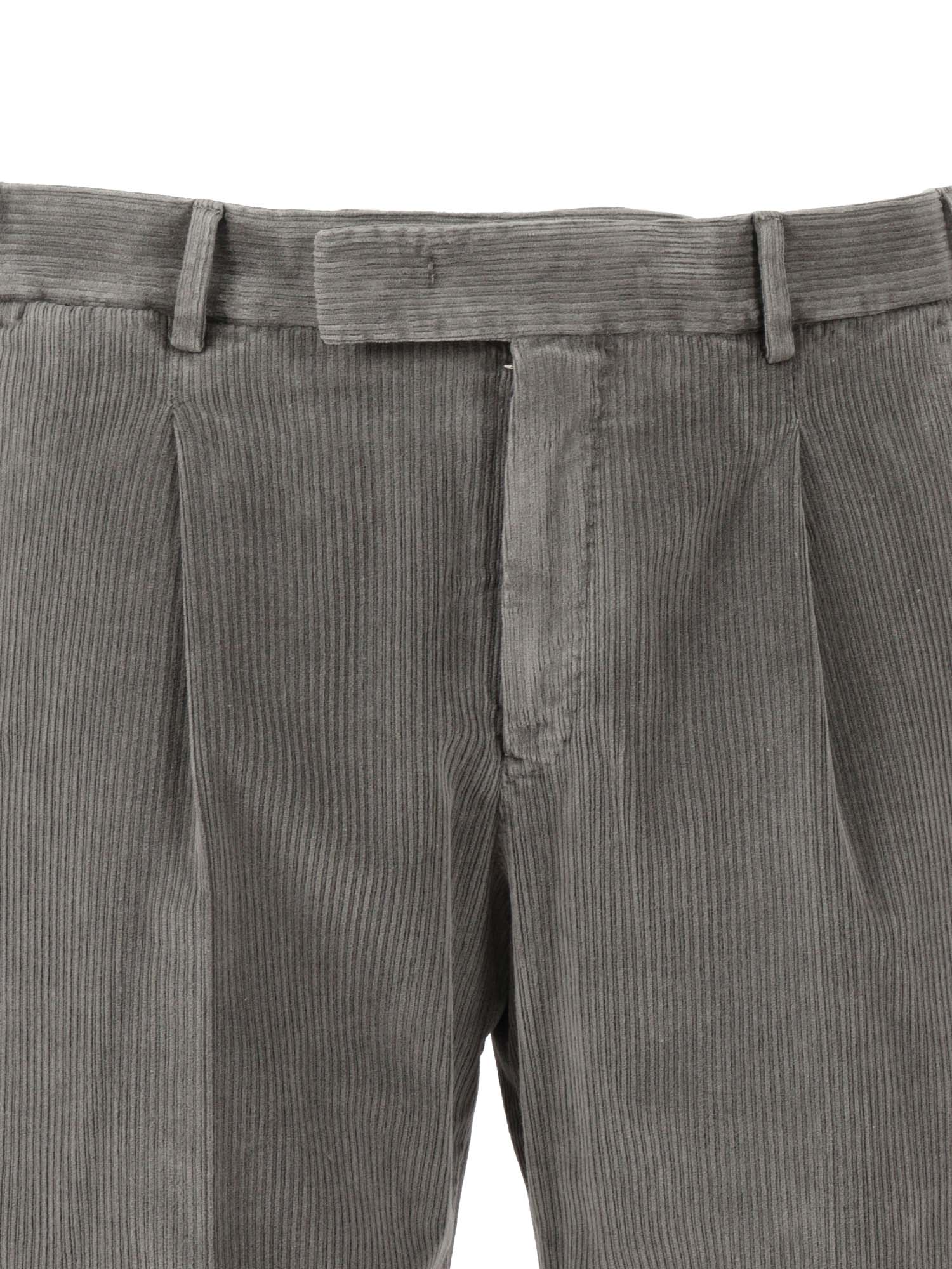 Rebel 1 Pleat, Diagonal Pockets, Flap Back Pockets Grey Cotton Lyocel Elastane Pant