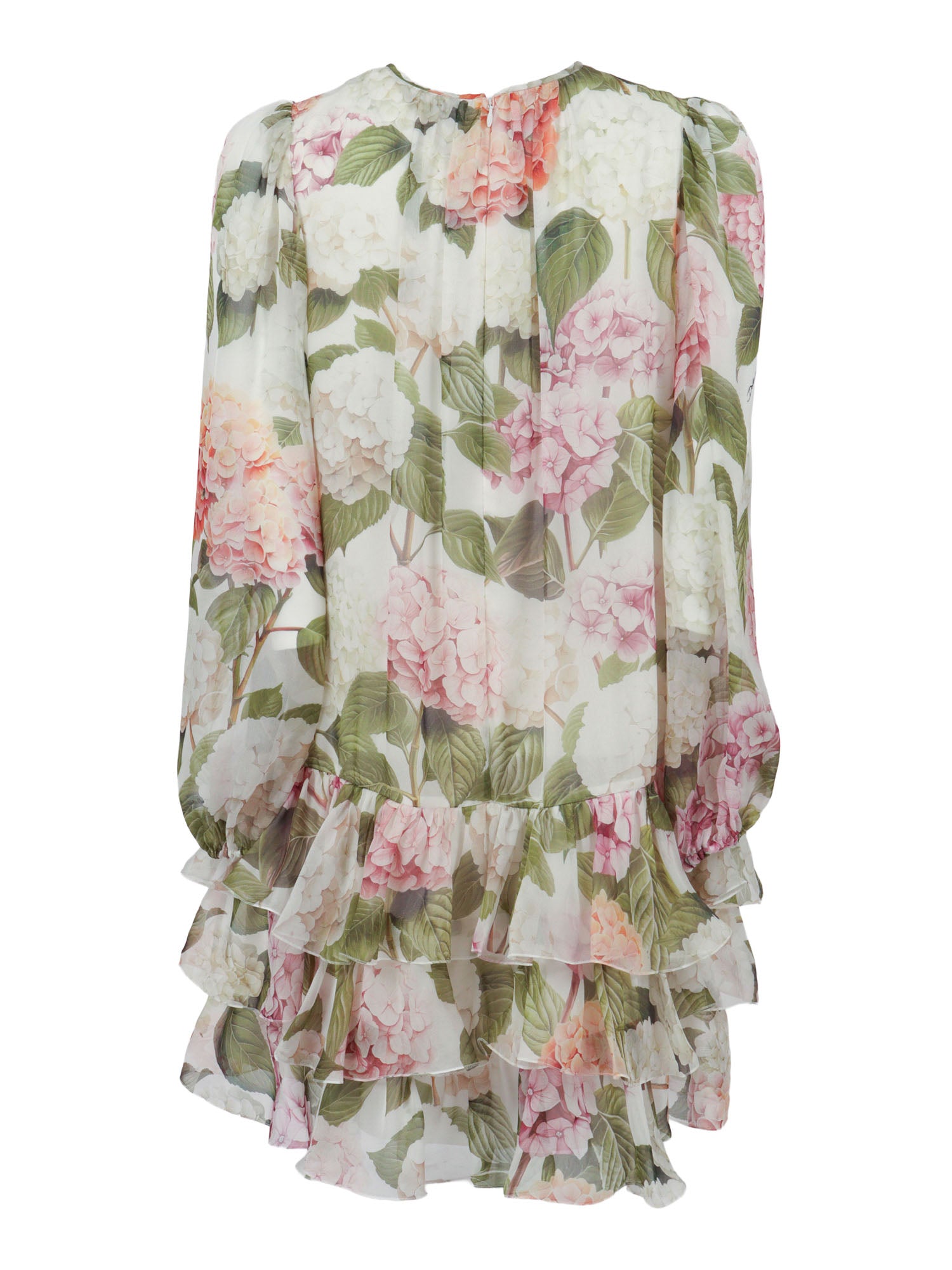 Long Sleeves Dress White Silk