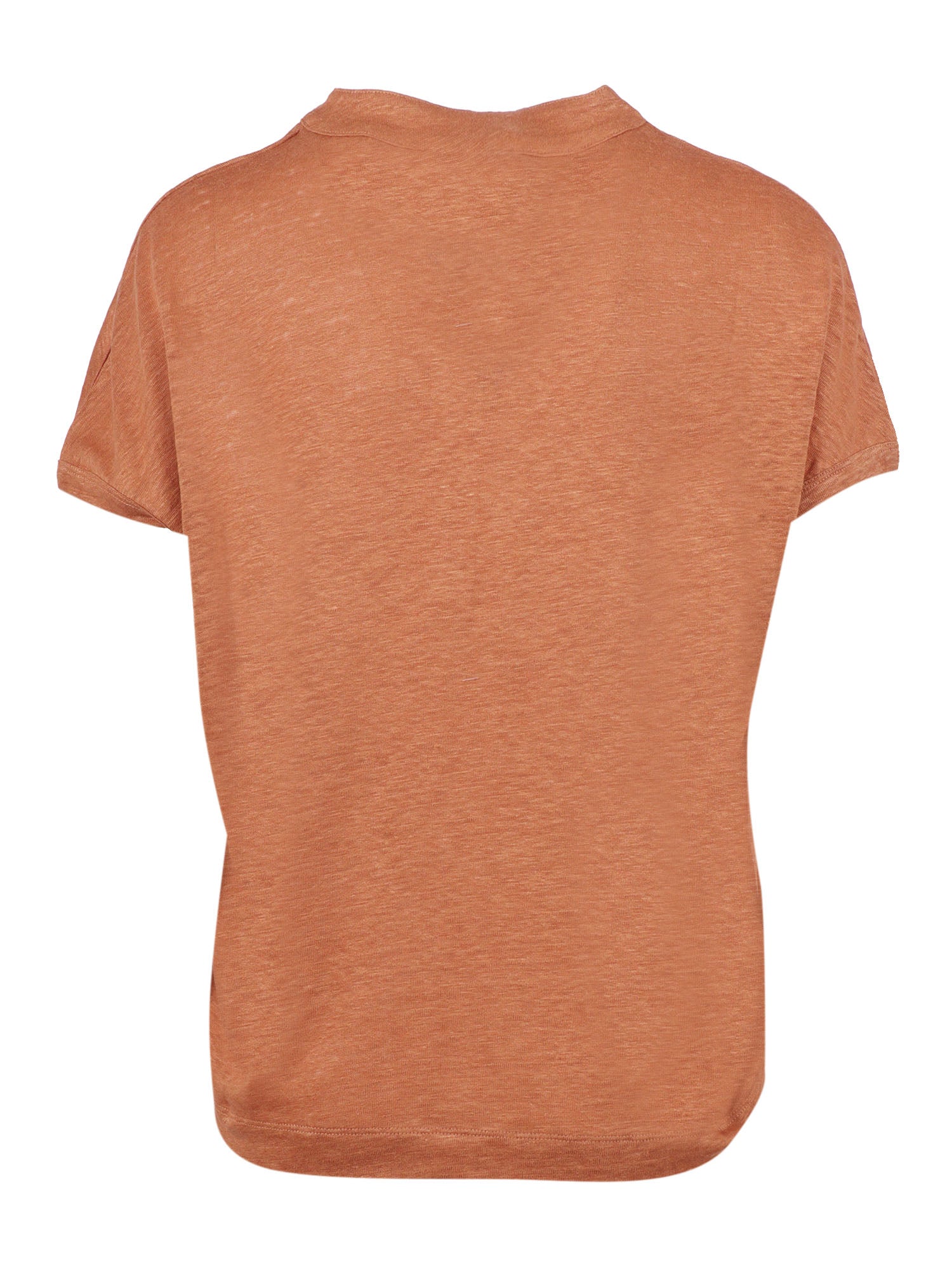 Linen Jersey Henley Shirt With Buttons Brown Lino Crewneck