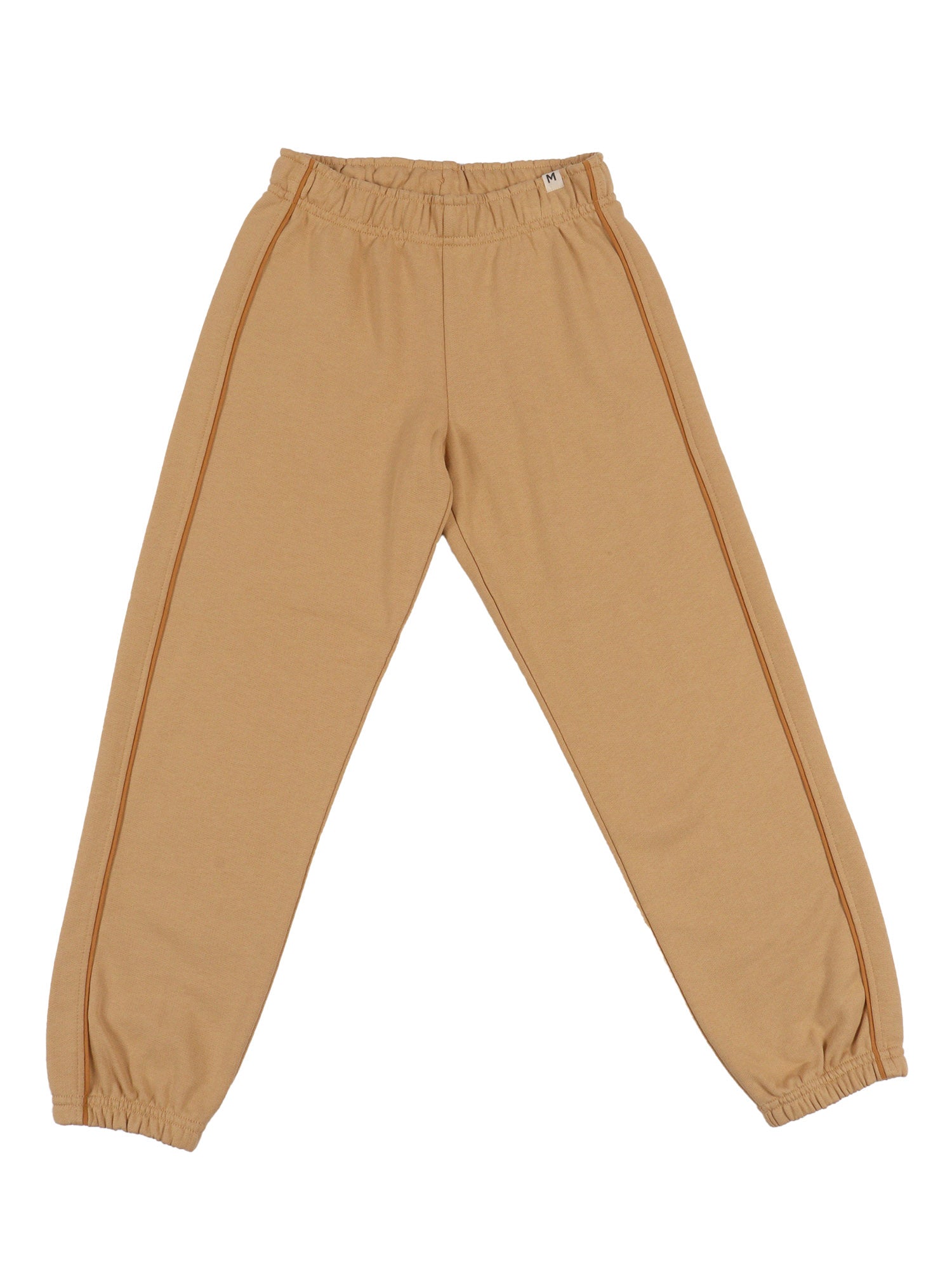 Plain Piping Sweatpants Beige Organic Cotton Trackpants