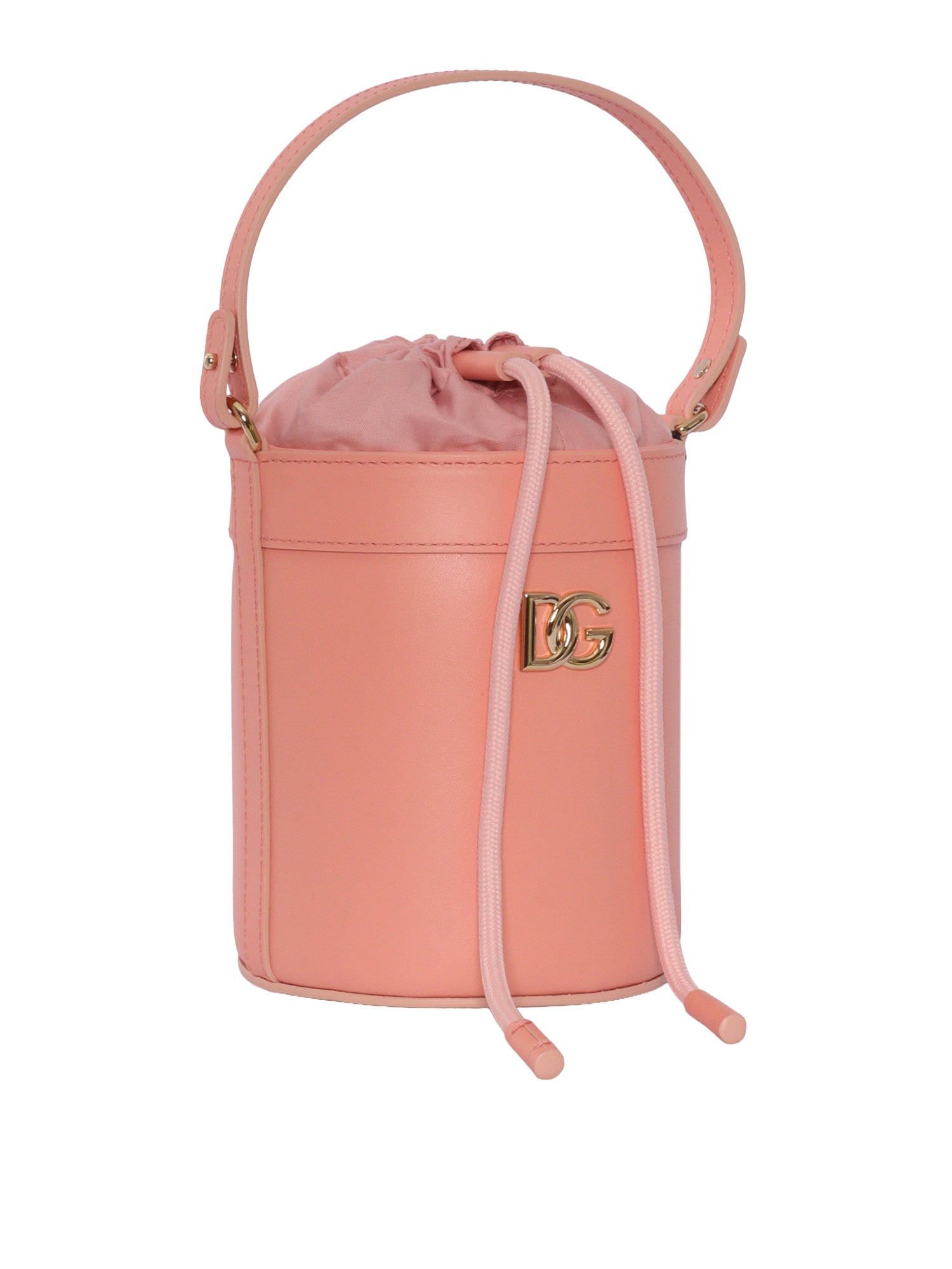 BUCKET BAG Red Calf Leather Fabric 2 Cotton