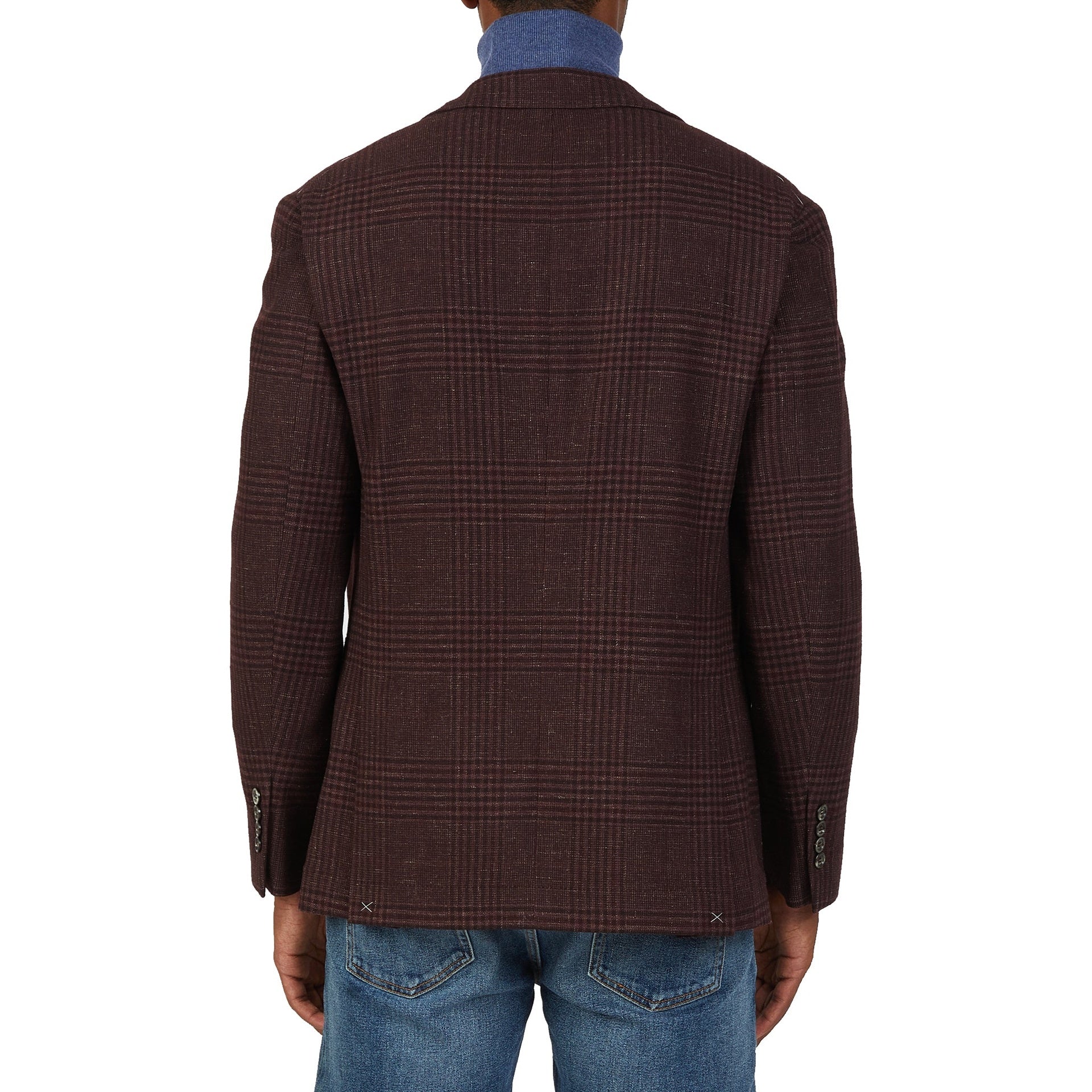Tartan Wool Jacket Red Linen Cashmere Silk
