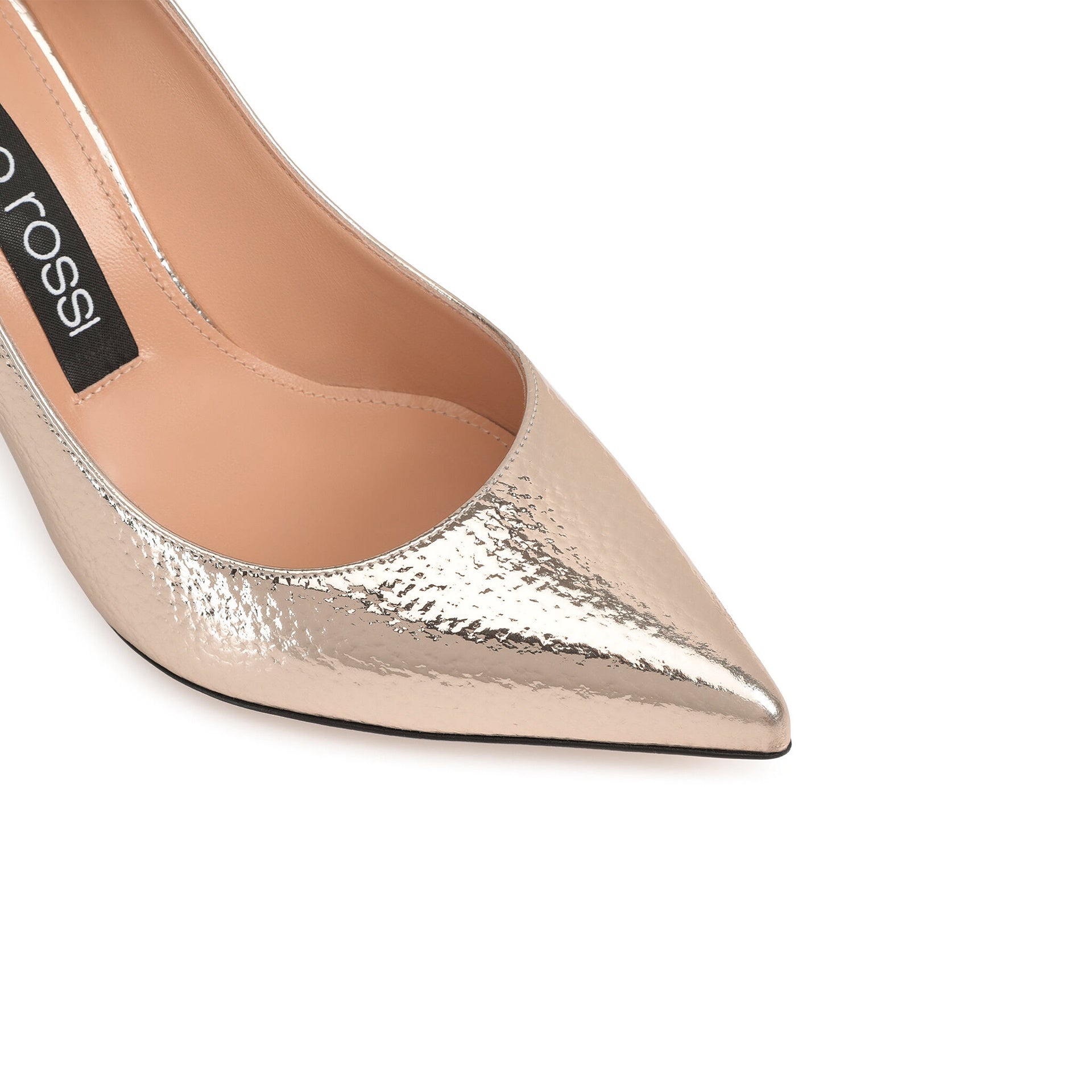 Sergio Rossi Godiva 090 Crack Mirror Leather Pumps Rose Gold Calf
