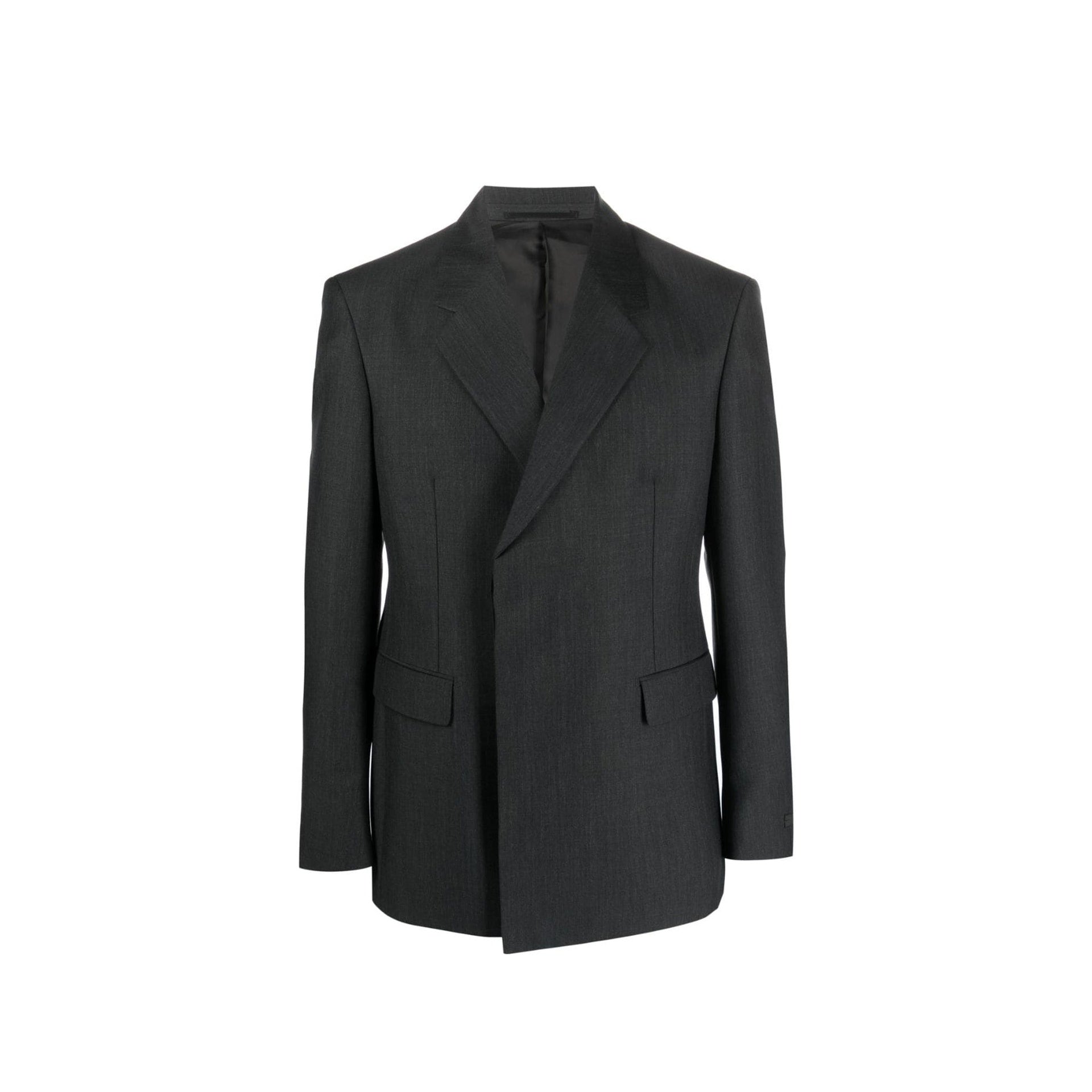 Double-Breasted Wool Jacket Gray