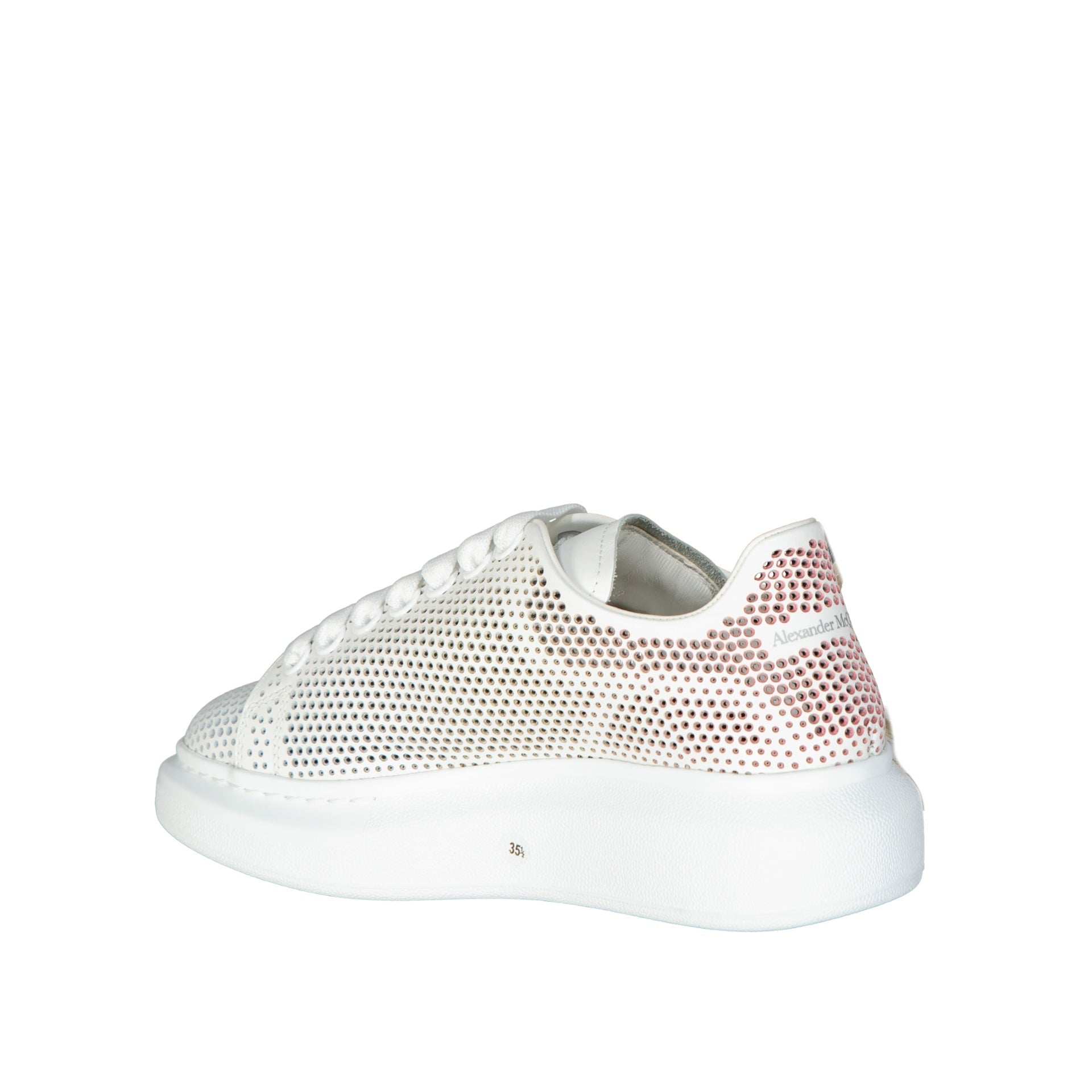 Oversized Dotted Cut-Out Sneakers White Calf Leather