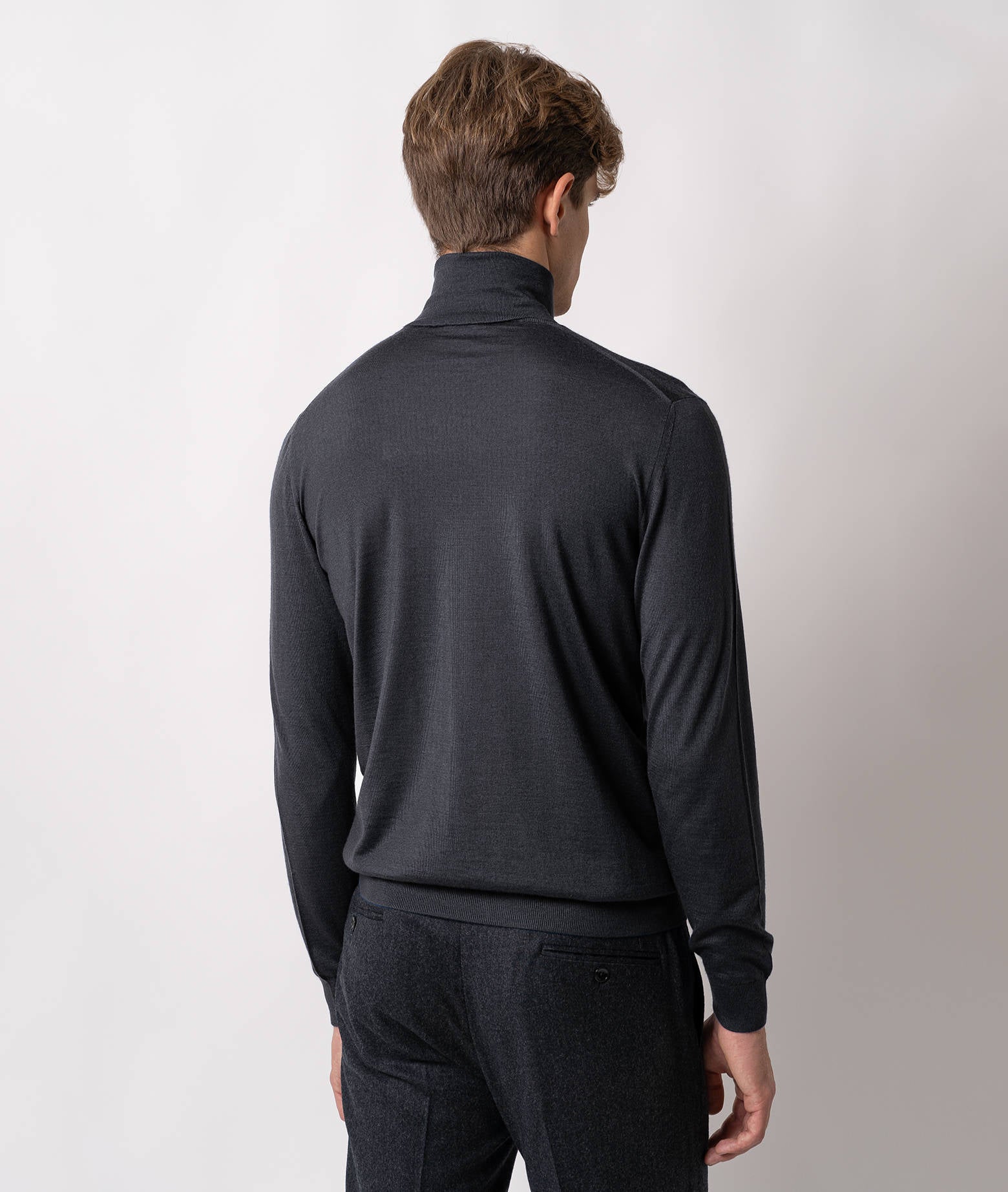 Turtleneck Cashmire And Silk Sweater Salisburgo Navy High Turtle Neck