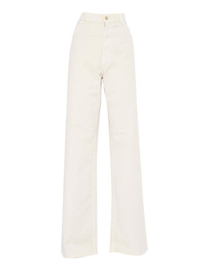 5 POCKETS FLARED PANTS White Cotton Elastane