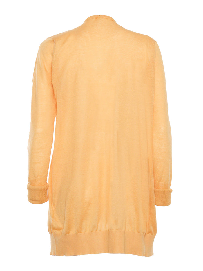 Orange cardigan with bow Linen Silk