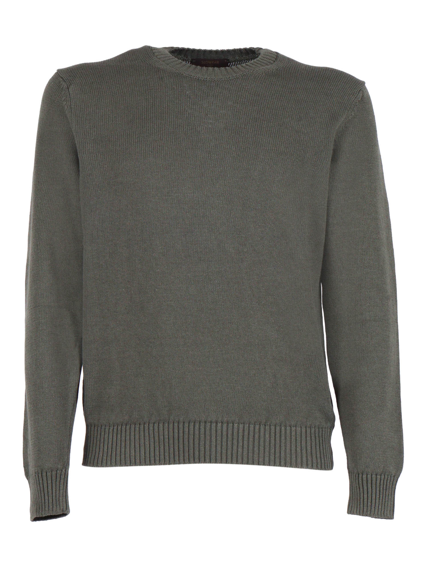 CREW NECK SWEATER Green Linen Cotton Crewneck