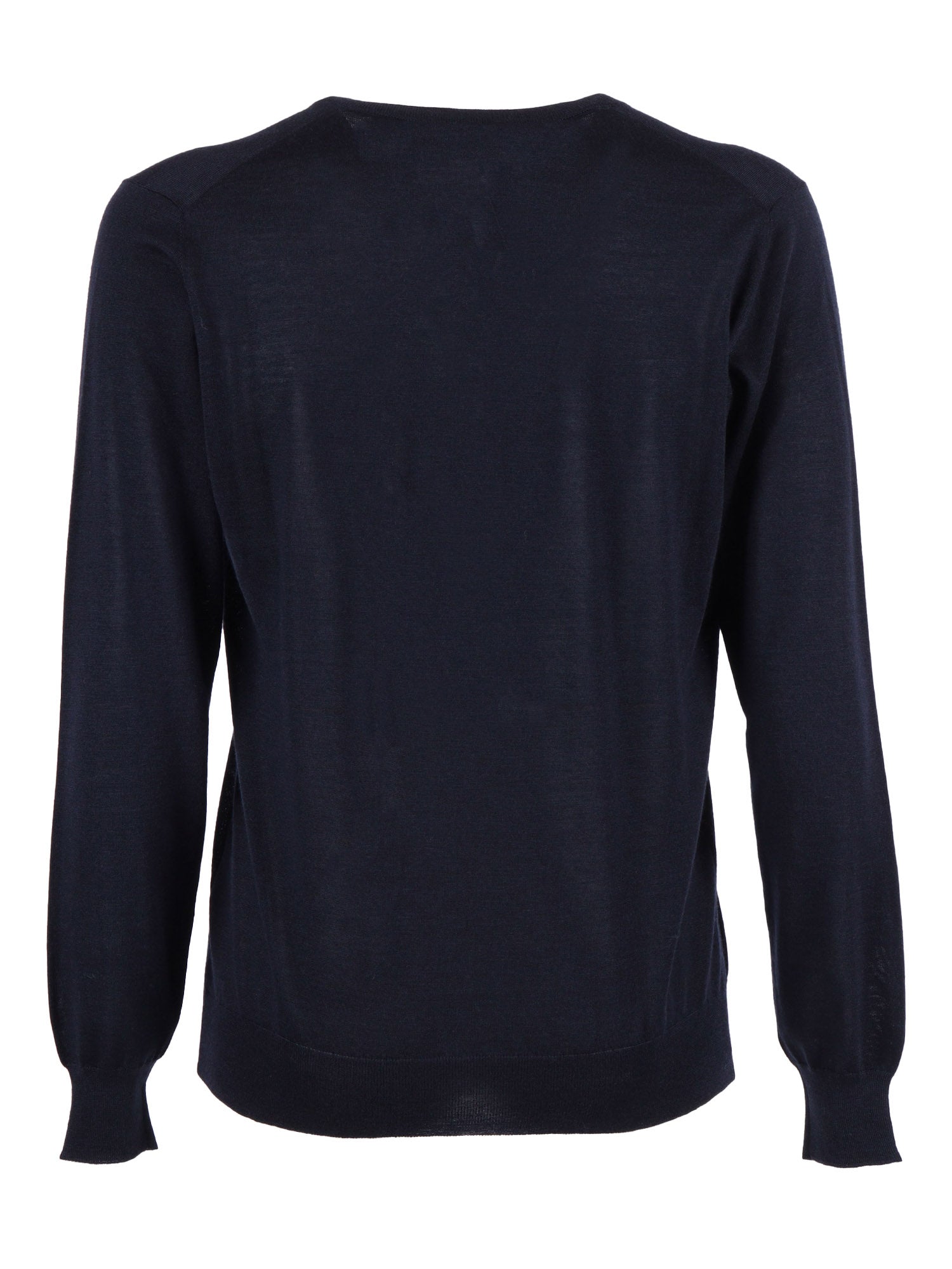 Ls V Neck Sweater Blue Virgin Wool Silk Cashmere