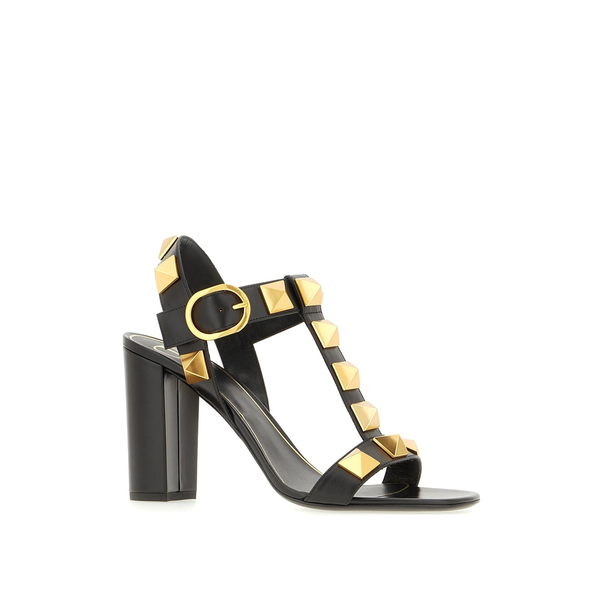 Garavani Roman Stud Sandals Black Calf Leather