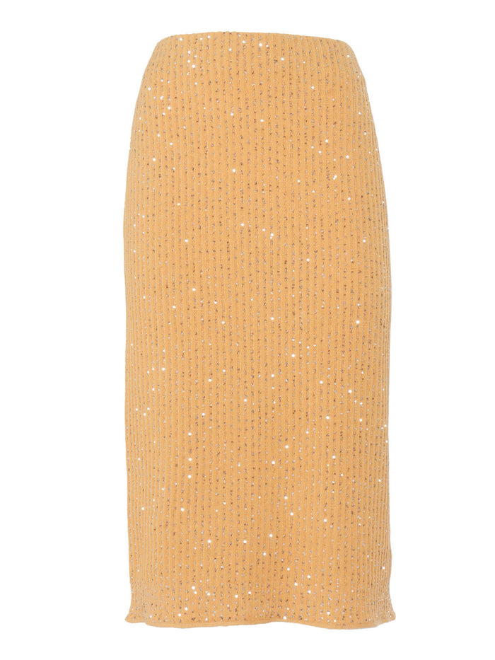 Orange midi pencil skirt Cotton