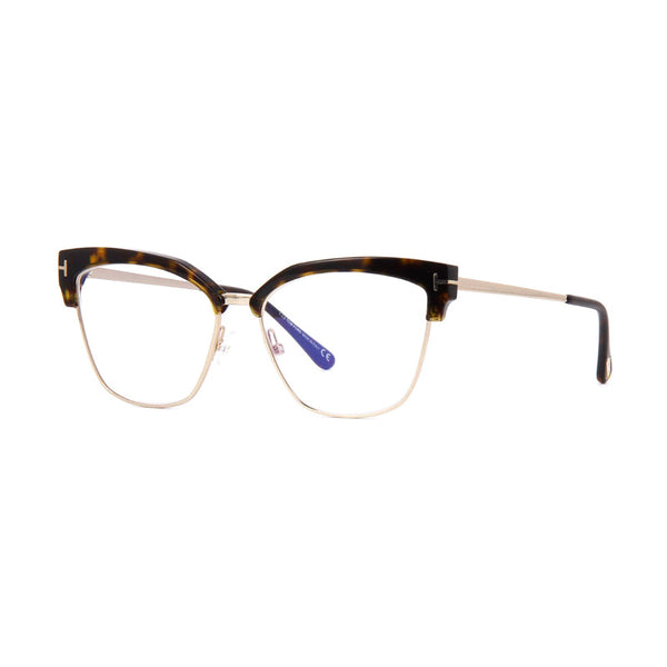 Tom Ford Eyeglasses Square Full Rim, Havana-Gold Frame And Clear Demo Lenses Lens Tf5547-B052 Sunglasses